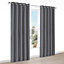 Doroto Grey Plain Lined Eyelet Curtains (W)117cm (L)137cm, Pair
