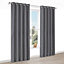 Doroto Grey Plain Lined Eyelet Curtains (W)228cm (L)228cm, Pair