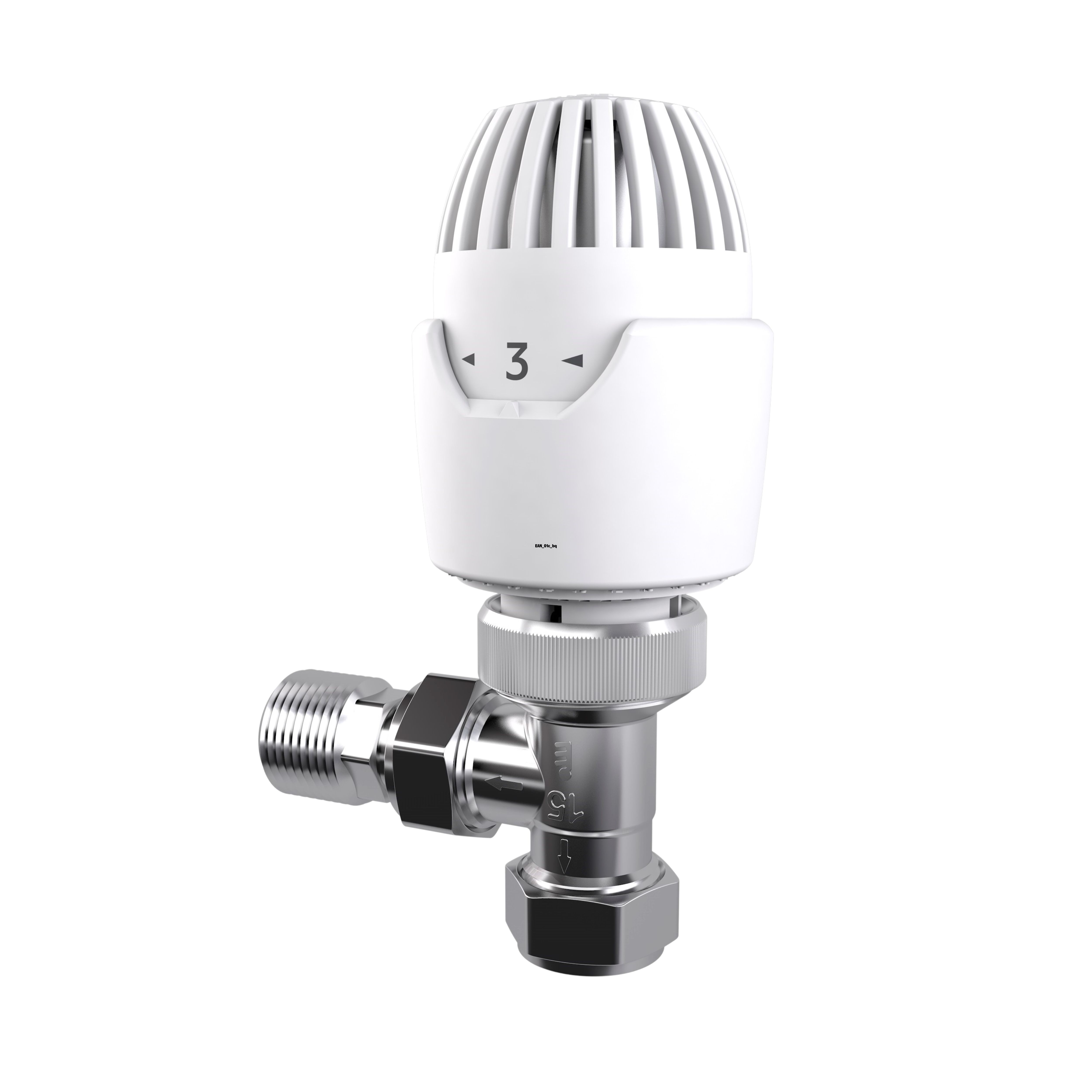 Drayton RT212 White chrome effect Angled Radiator valve & lockshield (Dia)15mm