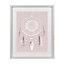 Dream catcher Grey, pink & white Framed print (H)430mm (W)330mm