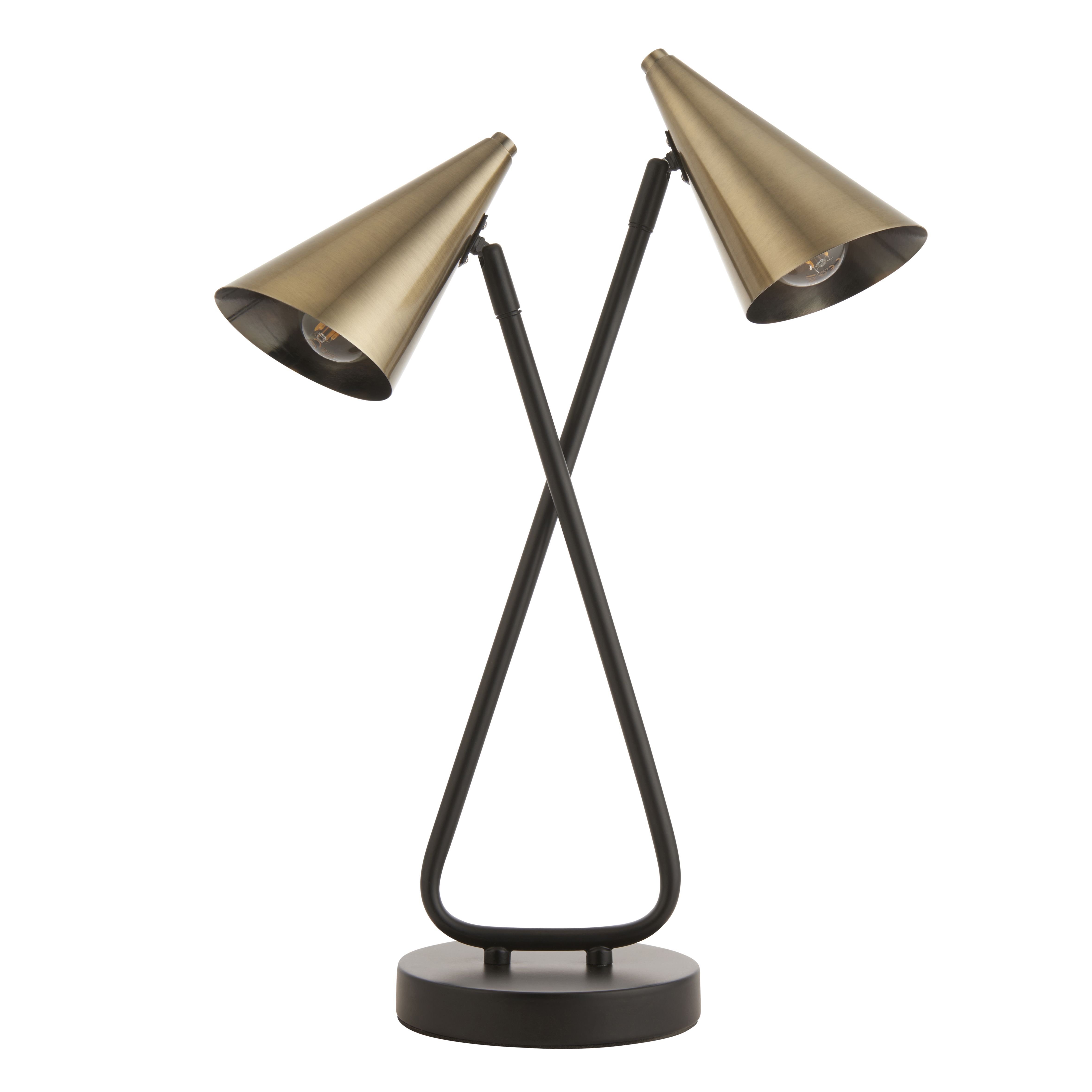 Dual modern Matt black & antique brass Table lamp