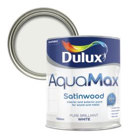 Dulux Aquamax Pure Brilliant White Mid sheen Metal & wood paint, 750ml