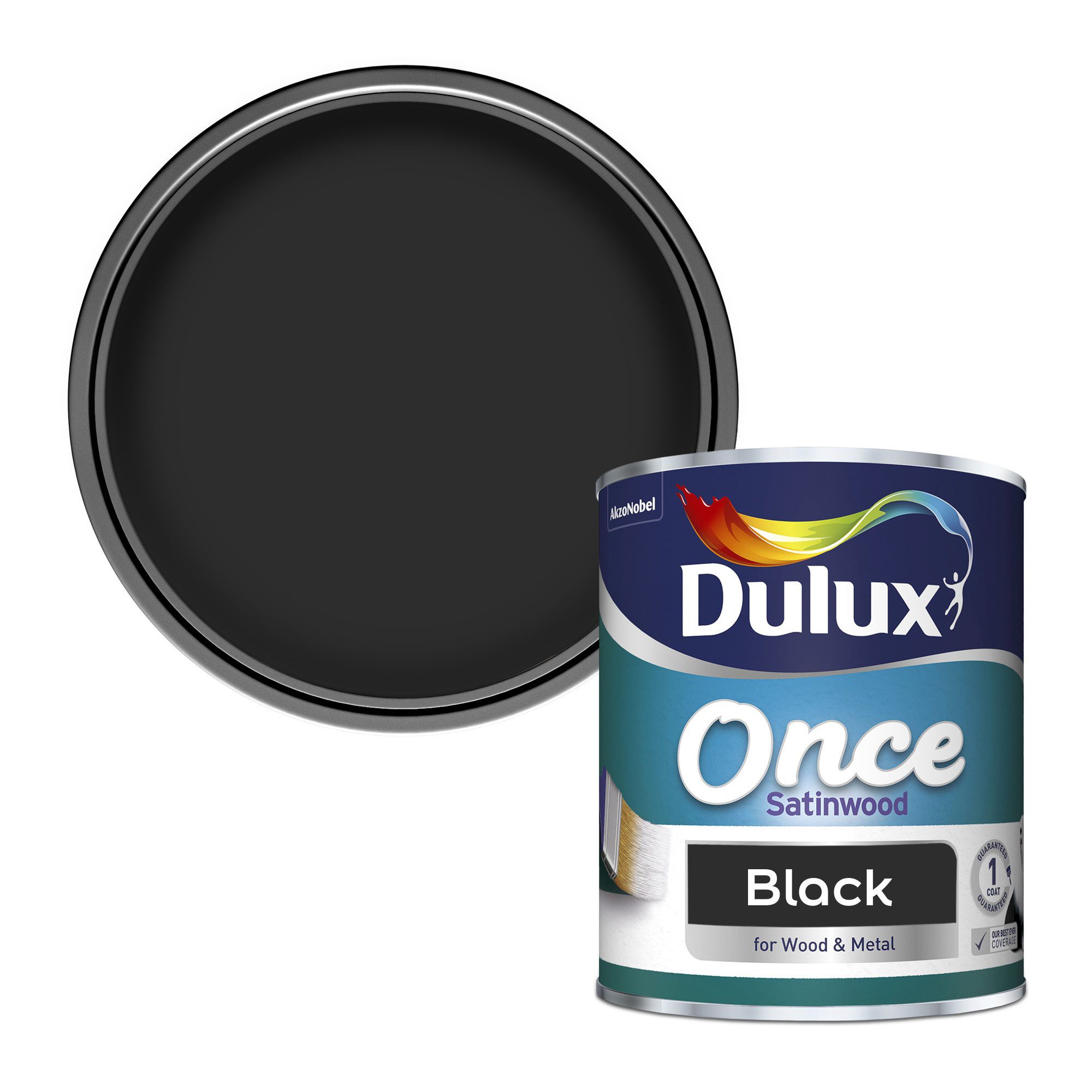 Dulux Black Satinwood Metal & wood paint, 750ml DIY at B&Q