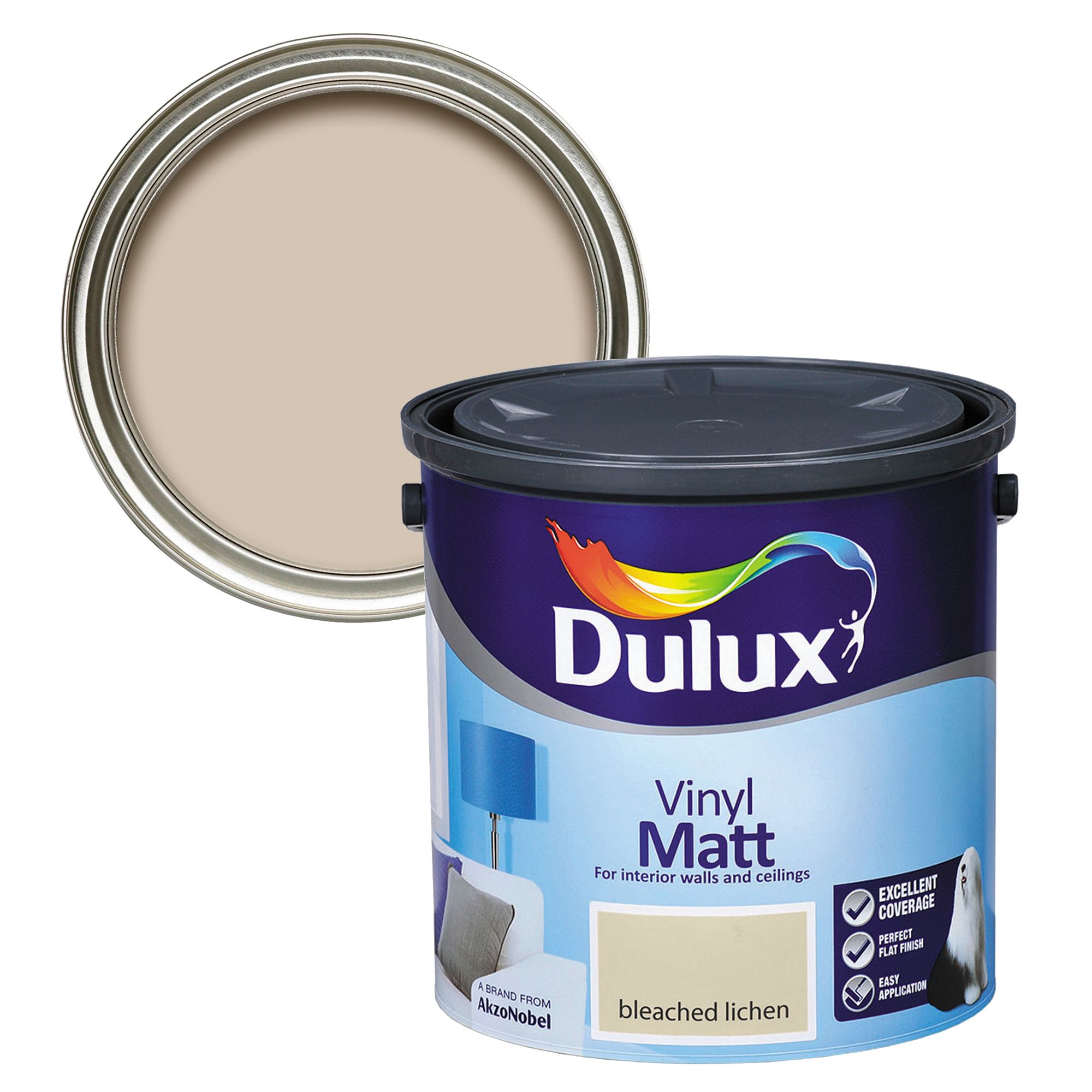 Dulux Bleached lichen Vinyl matt Emulsion paint, 2.5L