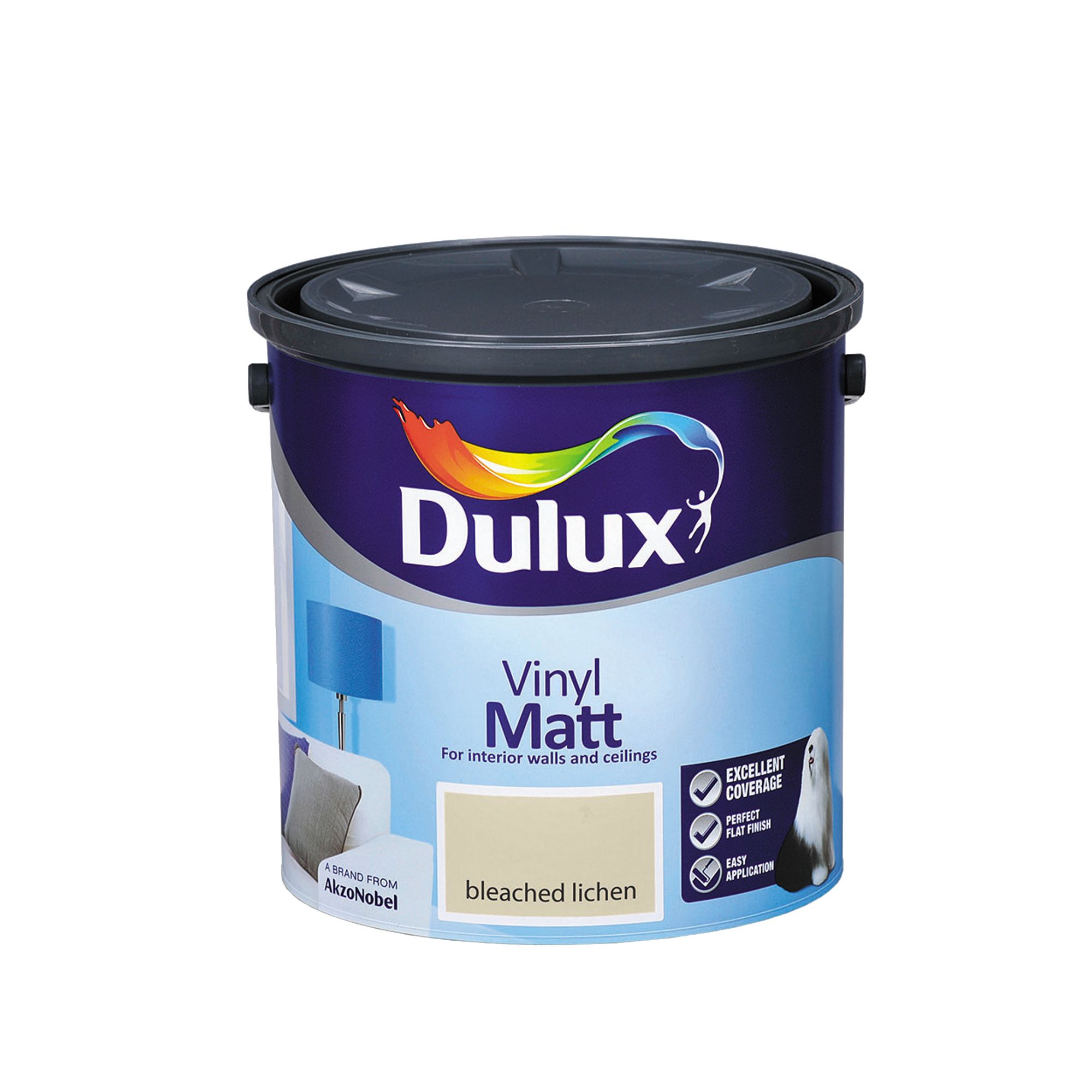 Dulux Bleached lichen Vinyl matt Emulsion paint, 2.5L