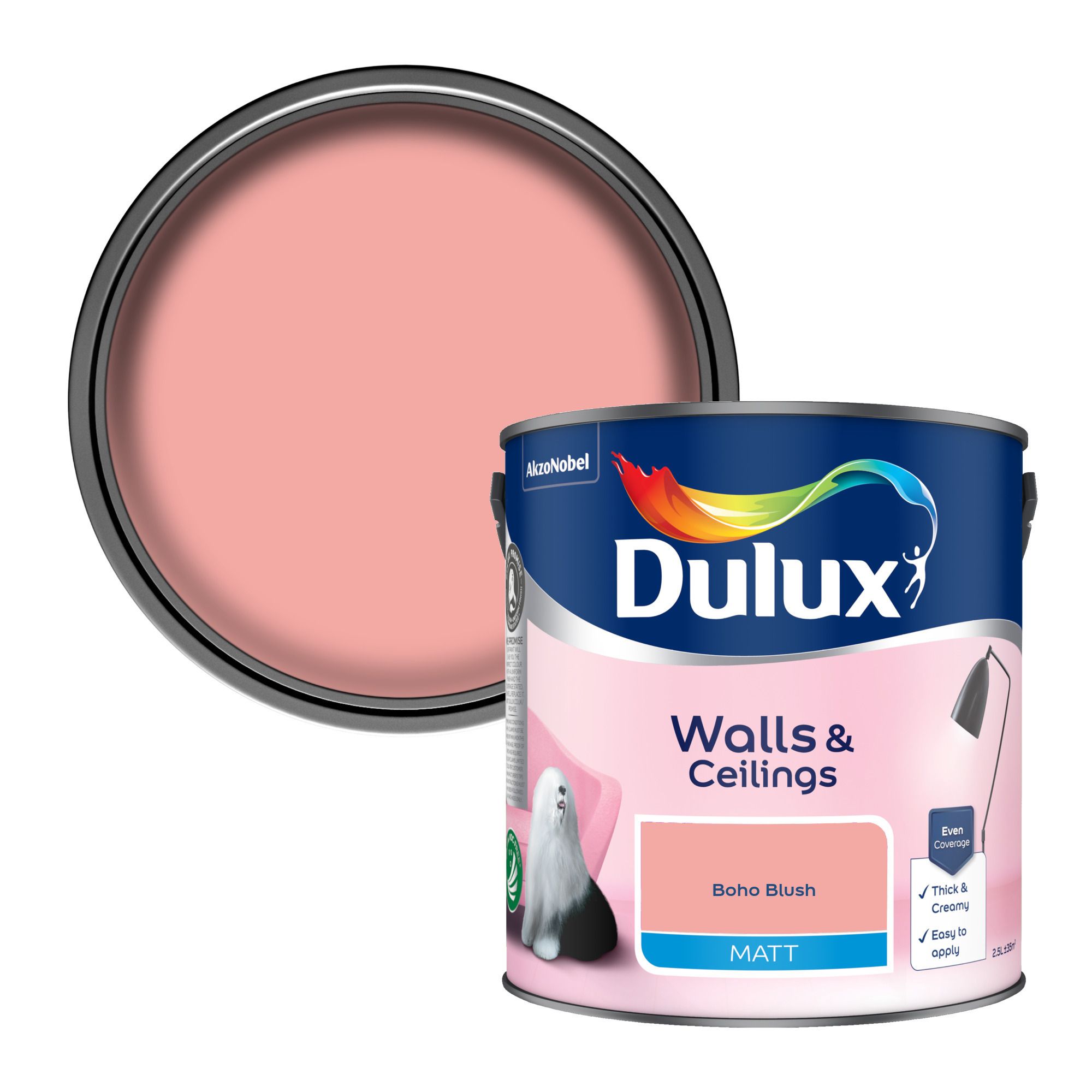 Dulux Boho Blush Matt Wall & ceiling Emulsion paint, 2.5L