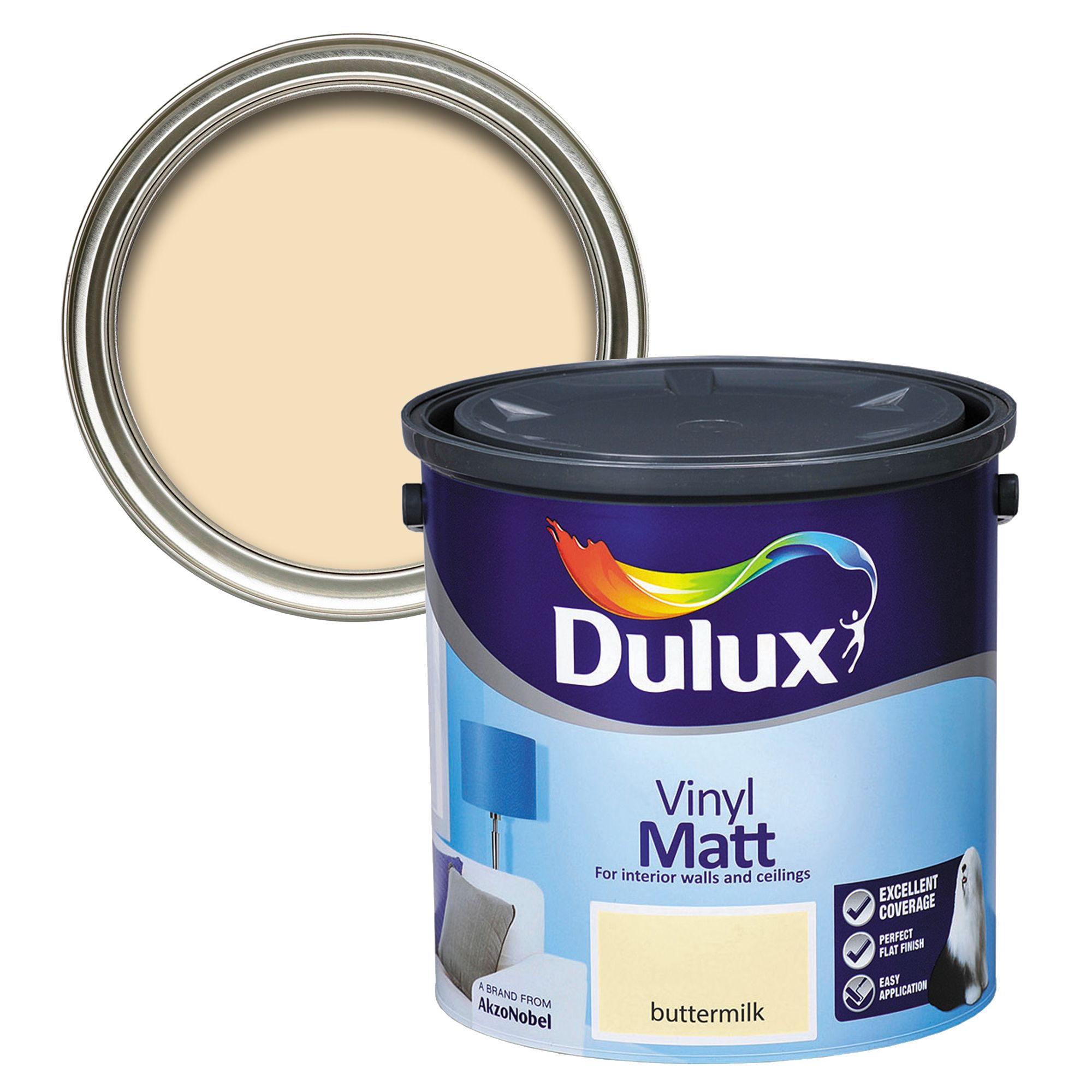Dulux Buttermilk Vinyl matt Emulsion paint, 2.5L DIY at B&Q