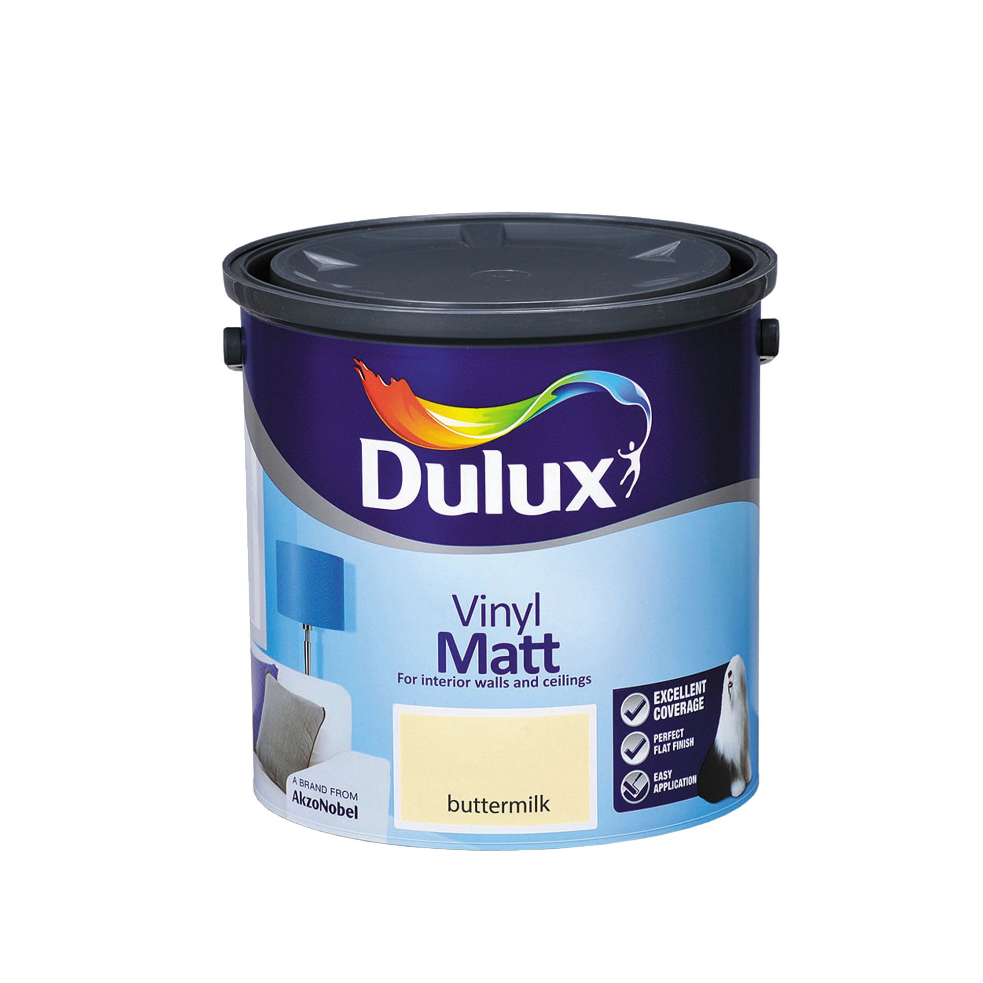 Dulux Buttermilk Vinyl matt Emulsion paint, 2.5L