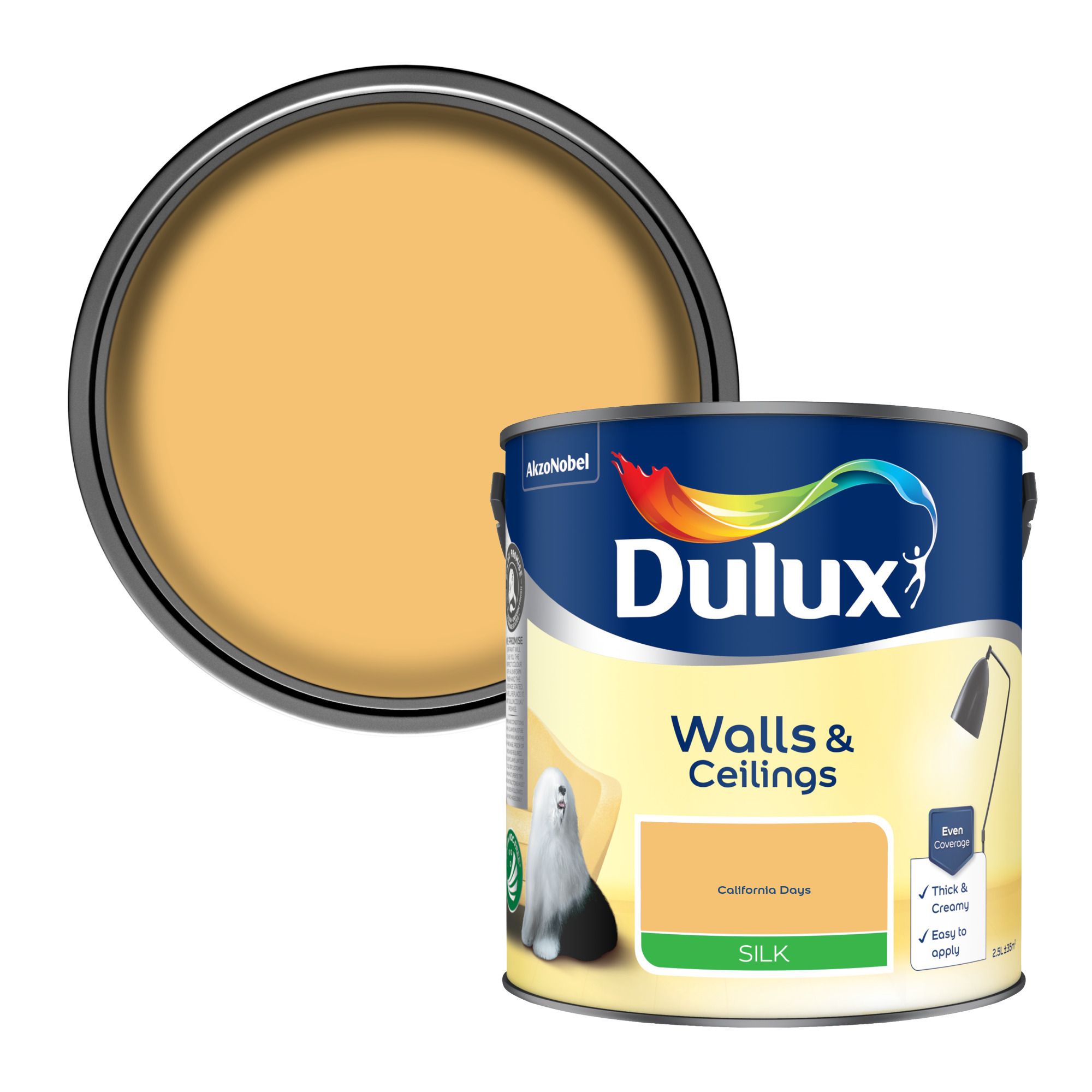 Dulux California Days Silk Wall & ceiling Emulsion paint, 2.5L