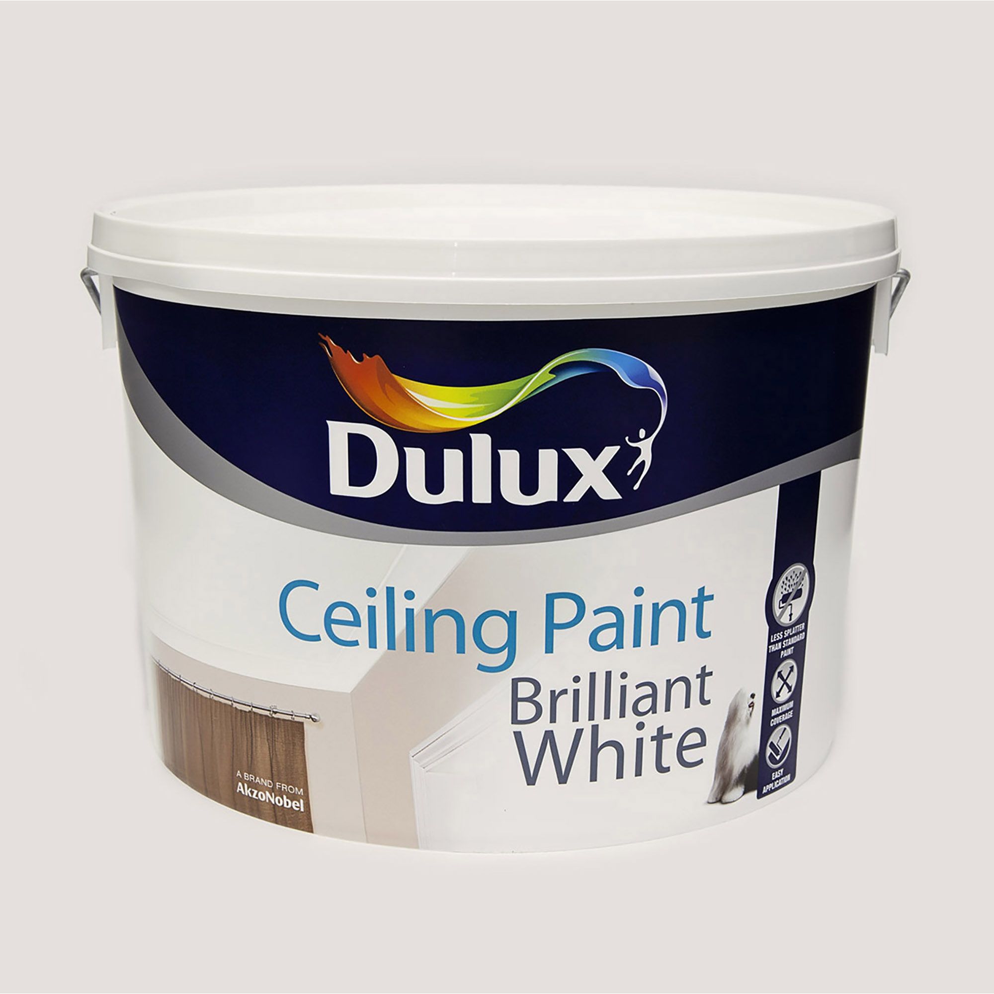 Dulux Ceiling White Flat matt Emulsion paint, 10L