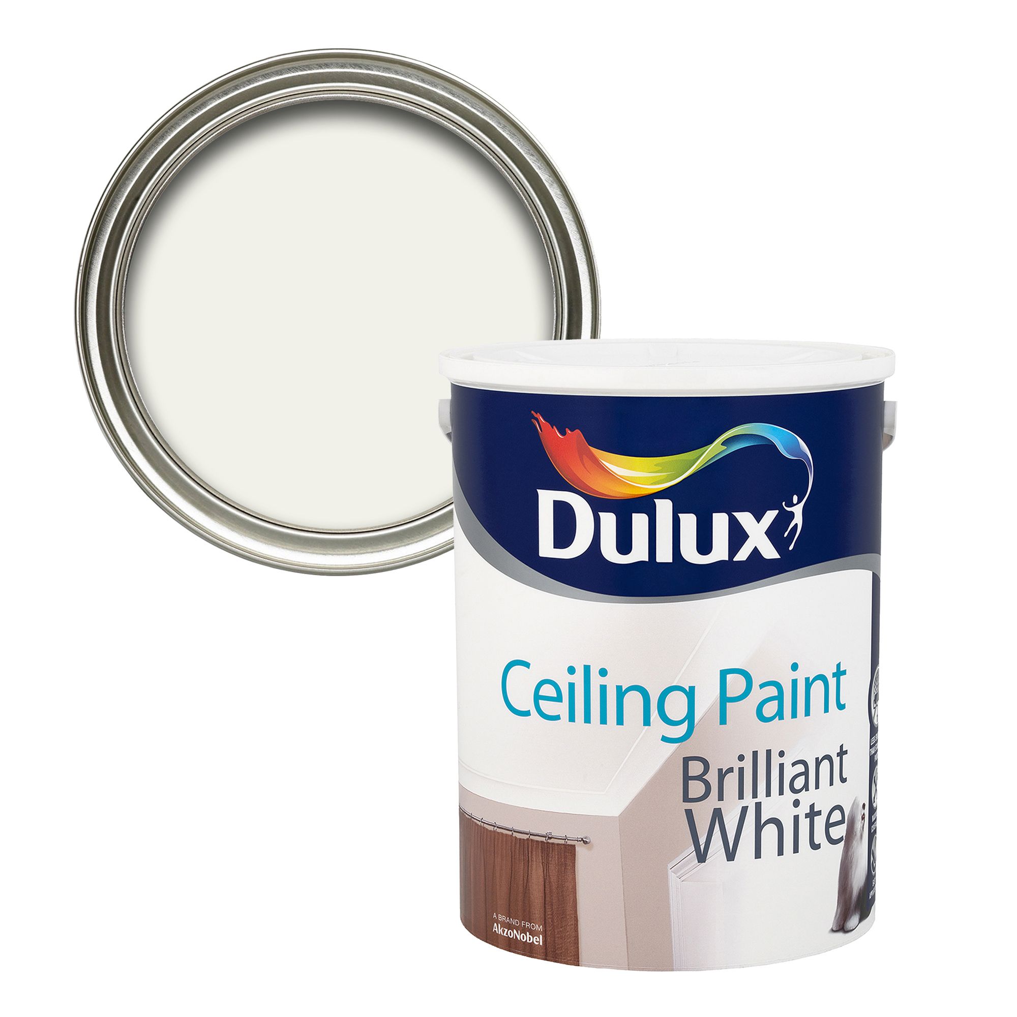 Dulux Ceiling White Soft sheen Emulsion paint, 5L