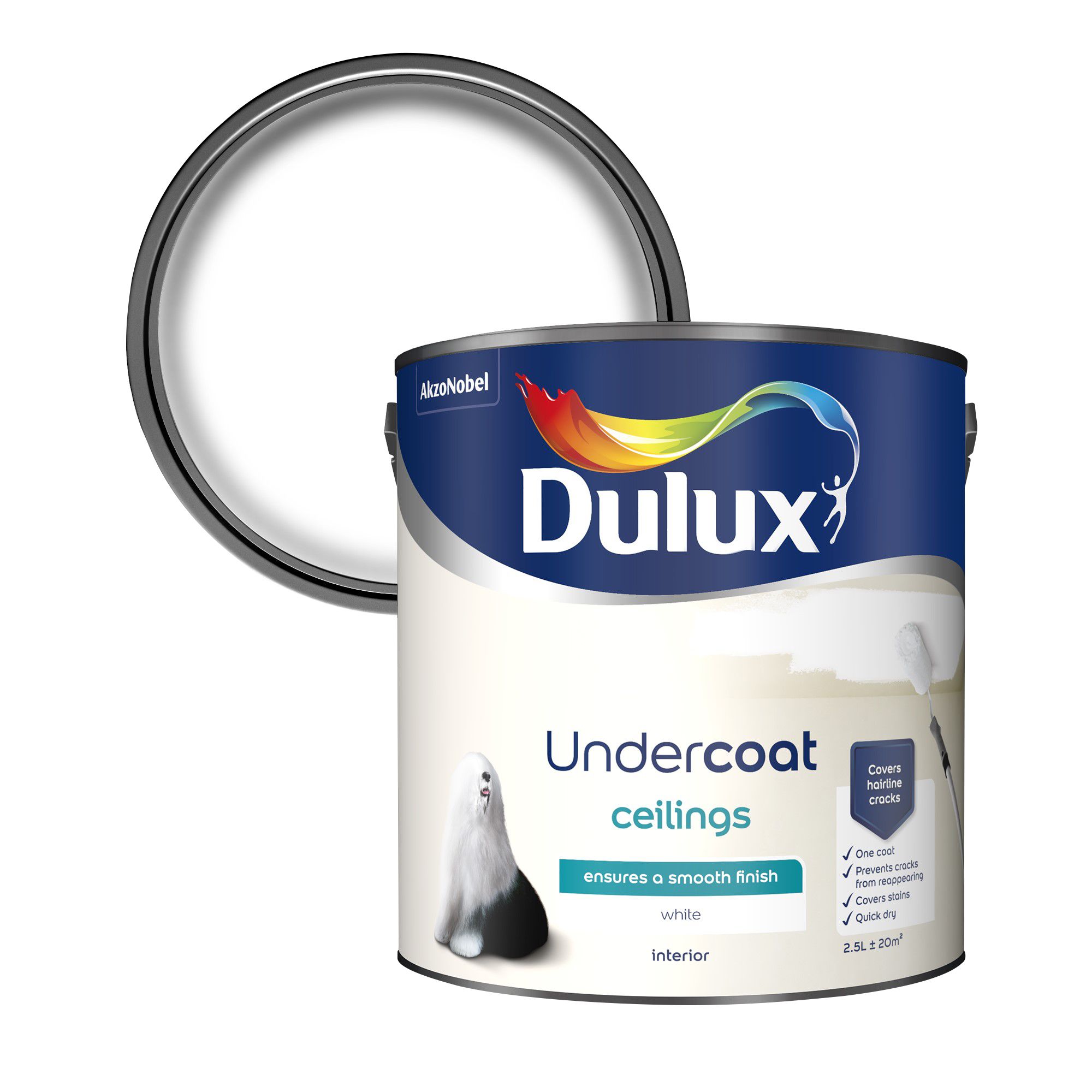 Dulux Ceilings White Undercoat, 2.5L DIY at B&Q