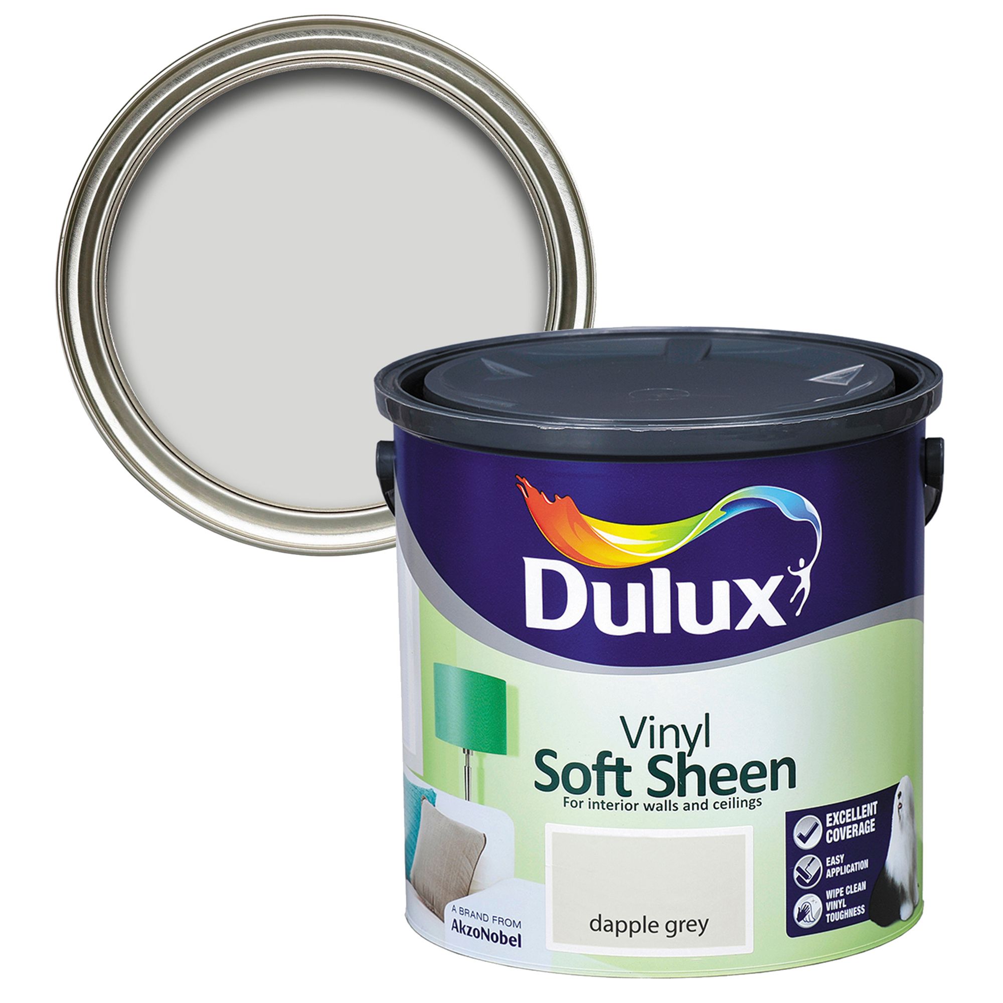 Dulux Dapple grey Soft sheen Emulsion paint, 2.5L