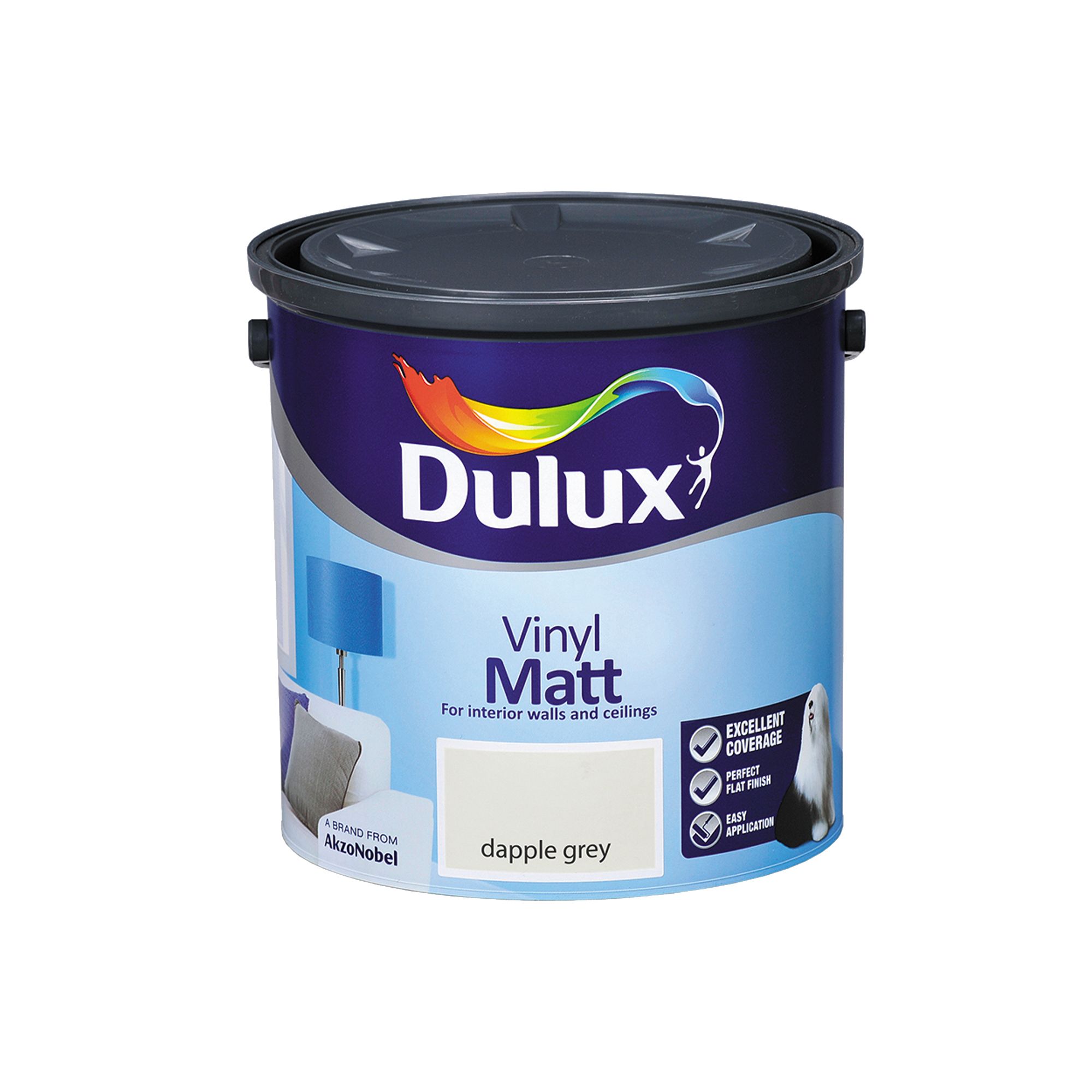 Dulux Dapple grey Vinyl matt Emulsion paint, 2.5L