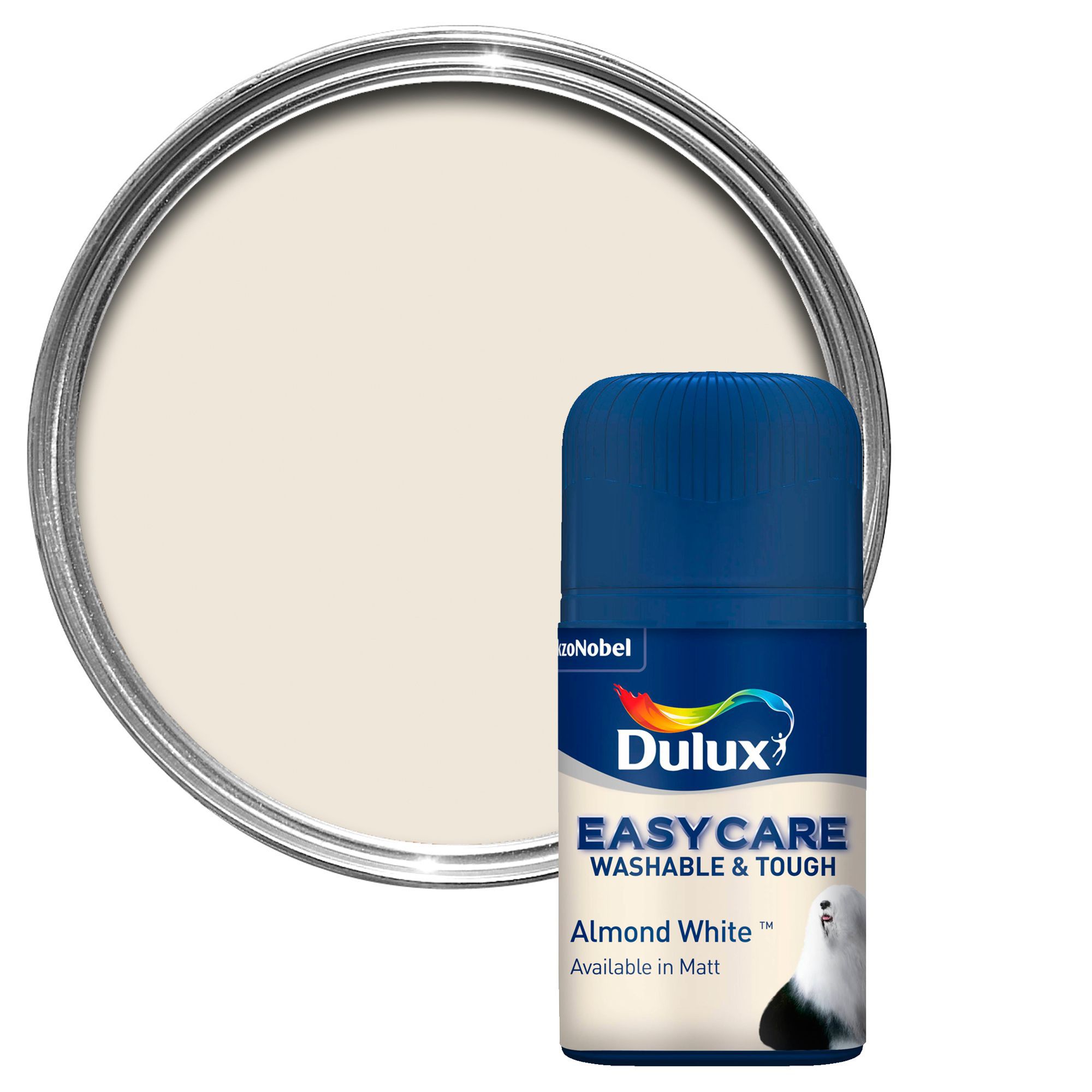 Dulux Easycare Almond white Matt Emulsion paint 0.05L Tester pot DIY at B&Q