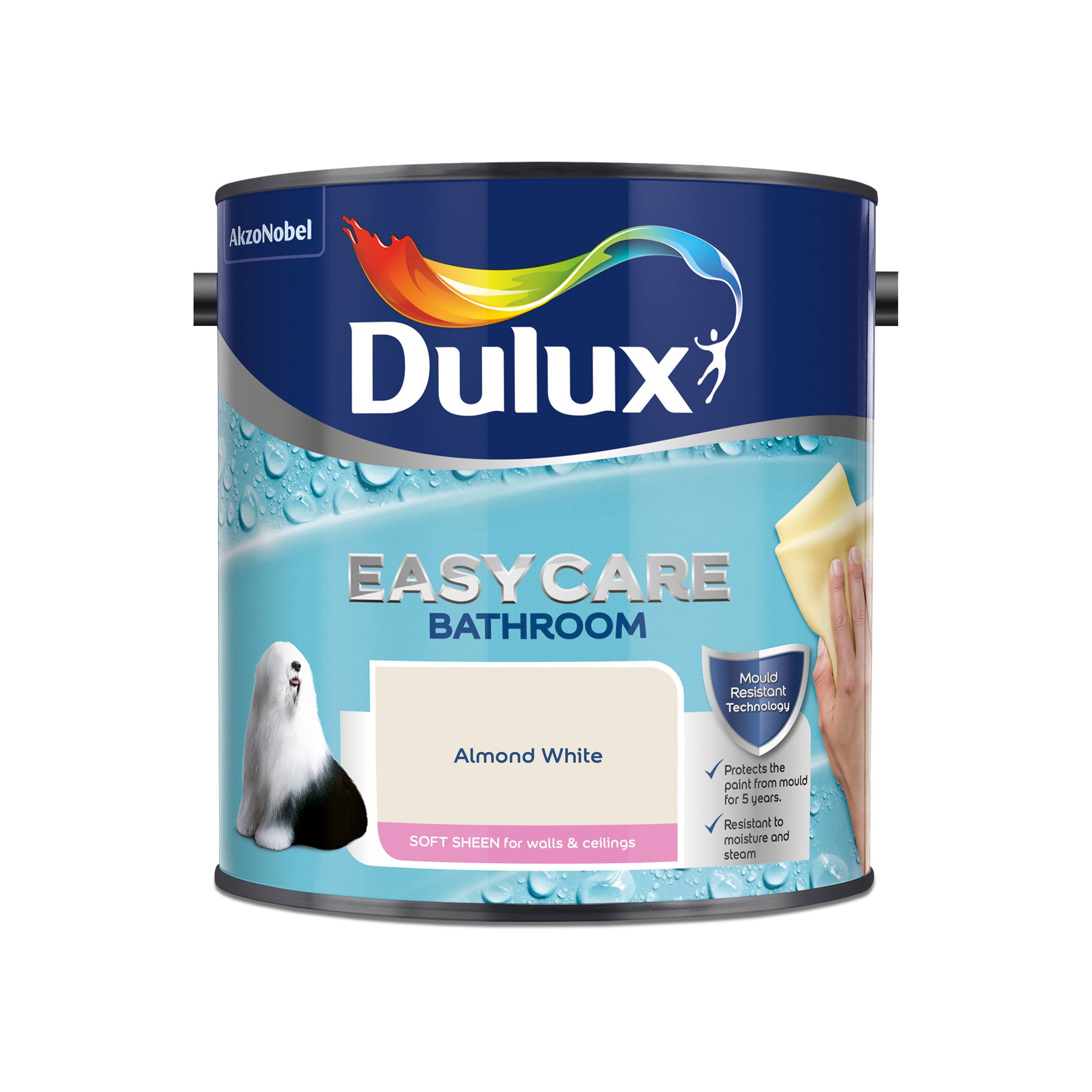 Dulux Easycare Bathroom Almond white Soft sheen Emulsion paint 2.5L
