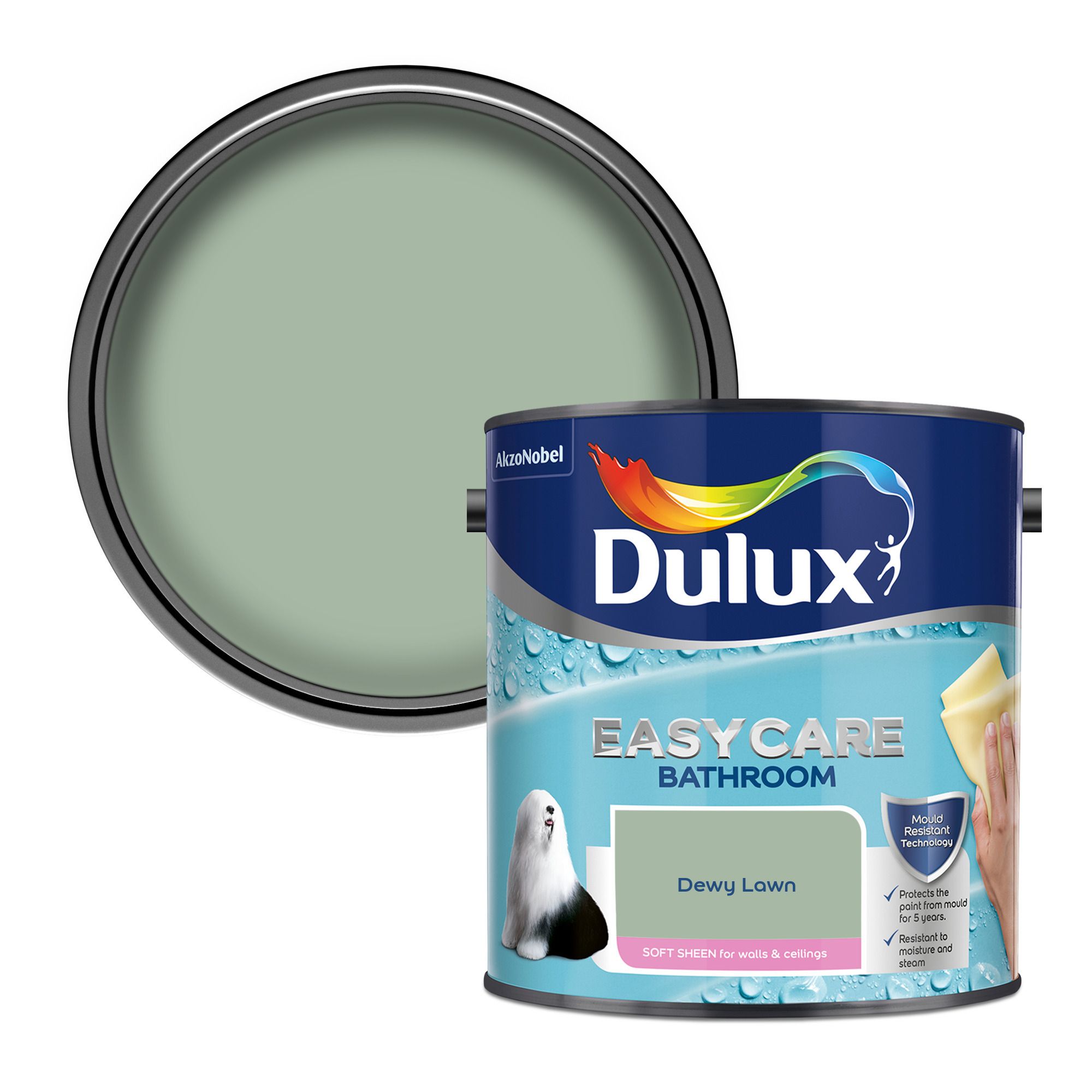 Dulux Easycare Bathroom Dewy Lawn Soft sheen Wall paint, 2.5L DIY at B&Q