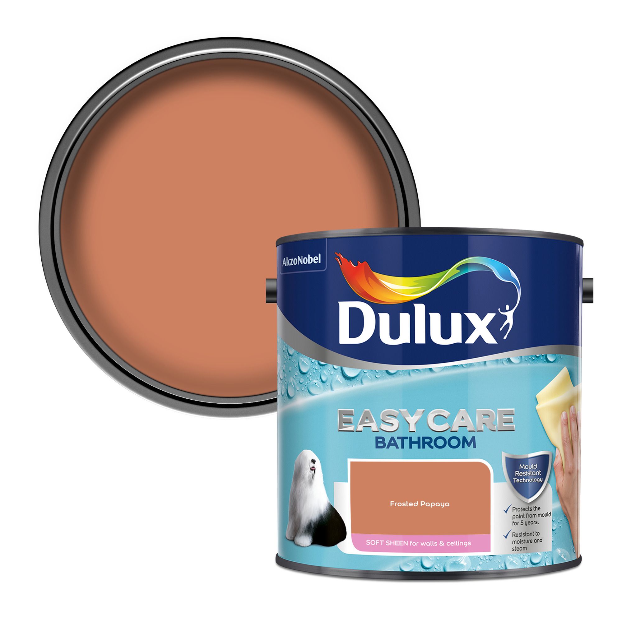 Dulux Easycare Bathroom Frosted Papaya Soft sheen Wall paint, 2.5L ...