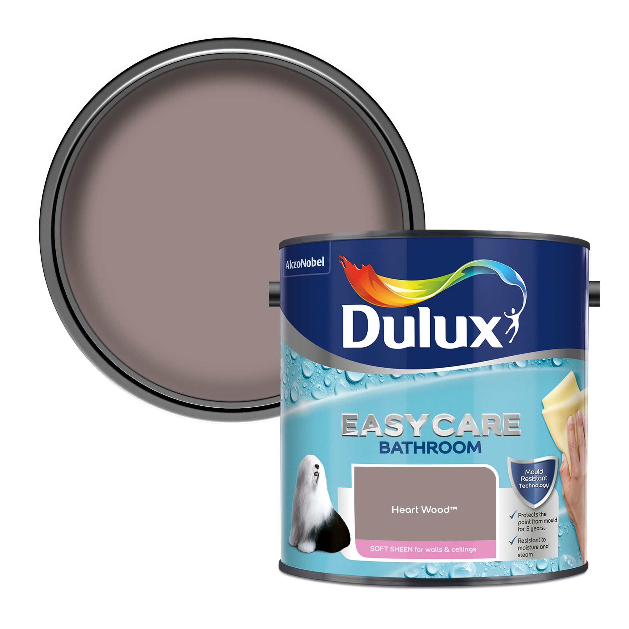Dulux Easycare Bathroom Heart Wood Soft sheen Emulsion paint, 2.5L
