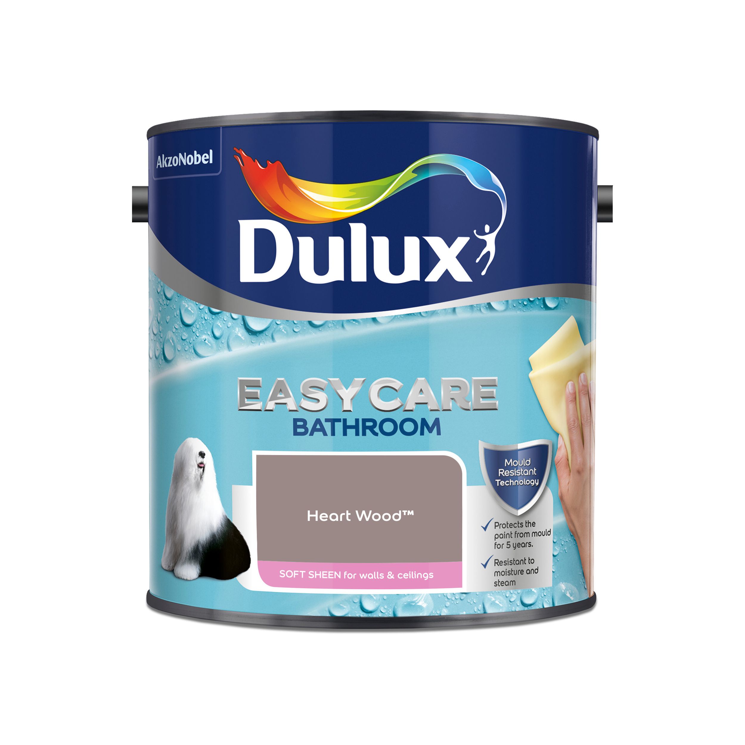 Dulux Easycare Bathroom Heart Wood Soft sheen Emulsion paint, 2.5L