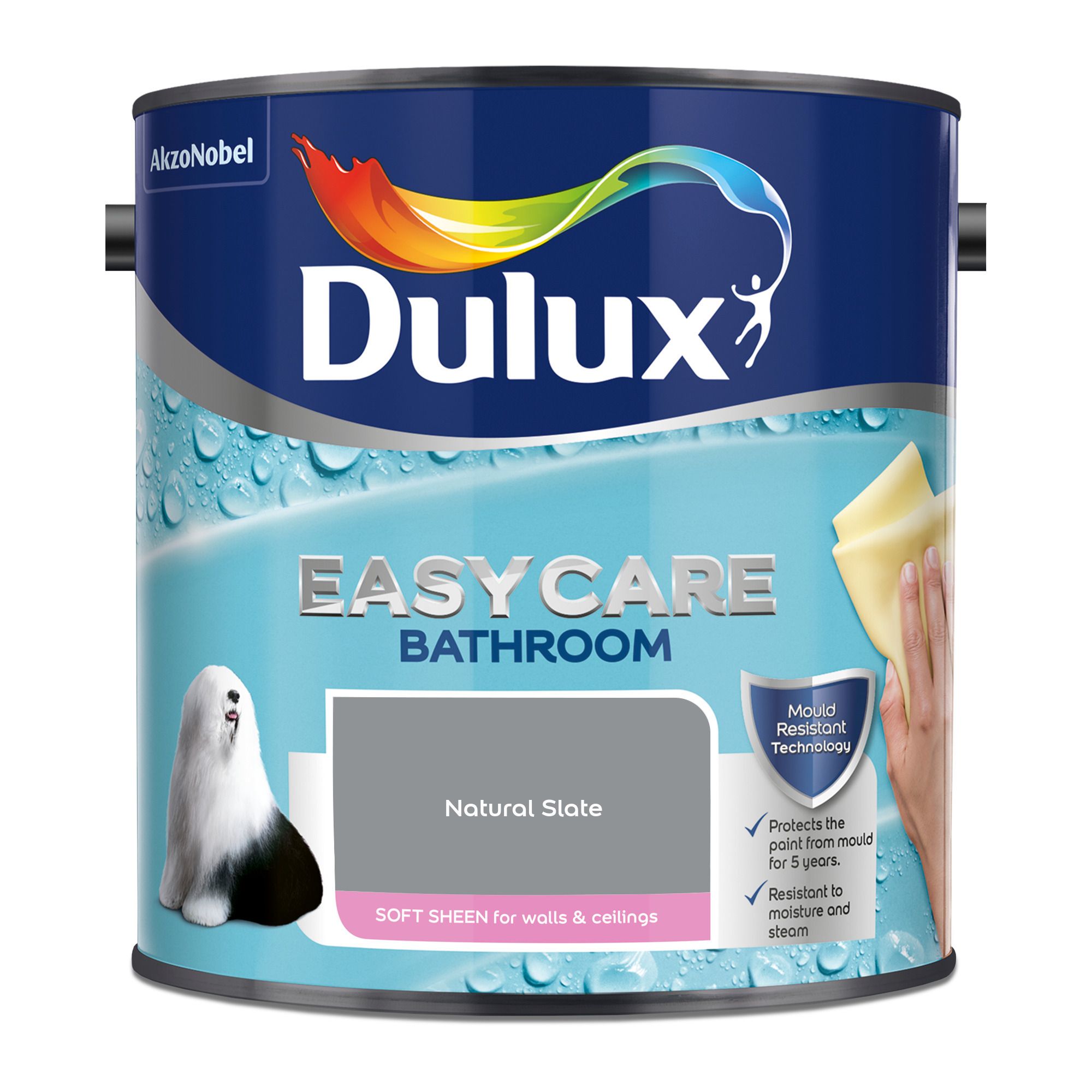 Dulux Easycare Bathroom Natural Slate Soft sheen Wall paint, 2.5L