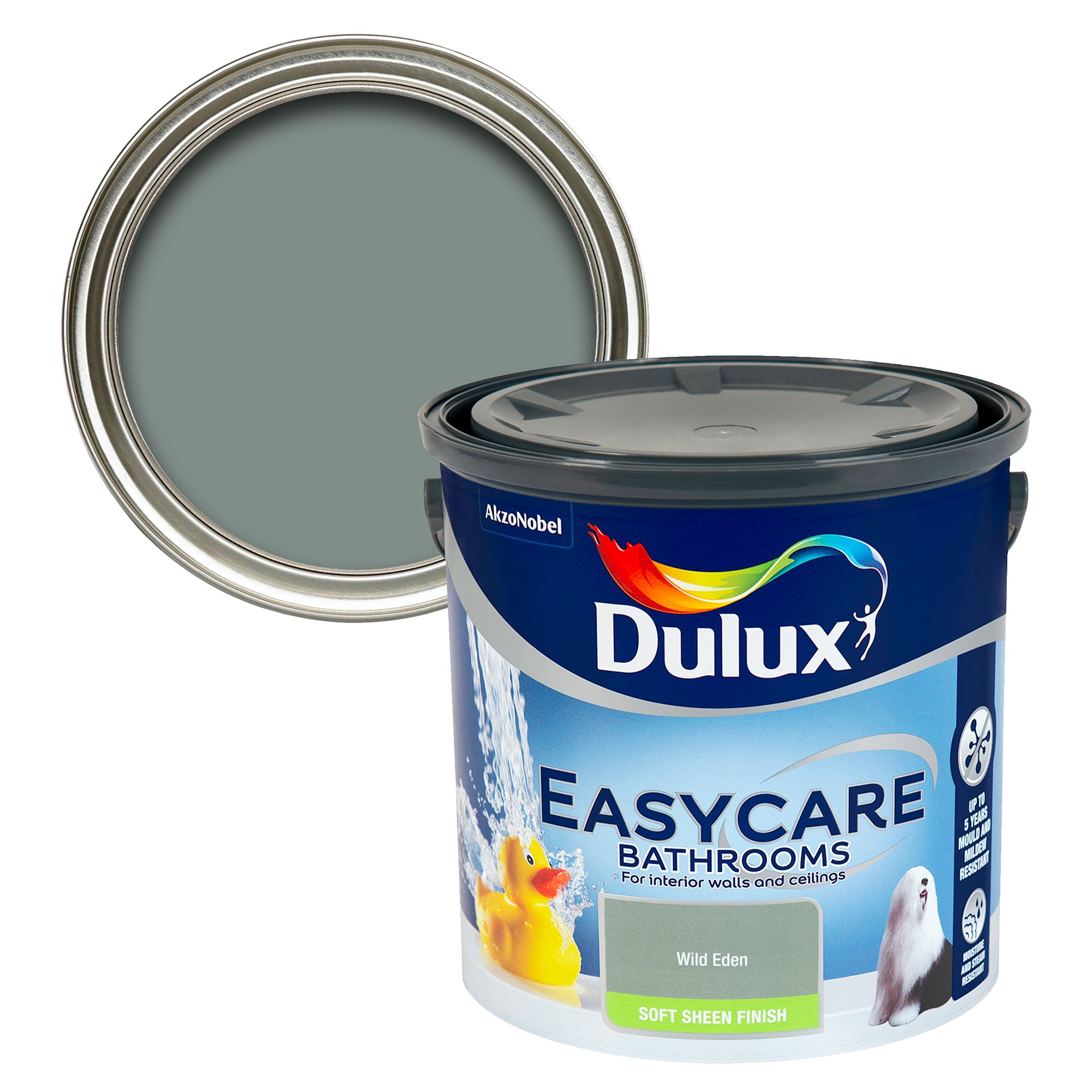 Dulux Easycare Bathroom Wild Eden Soft sheen Wall & ceiling Emulsion paint, 2.5L