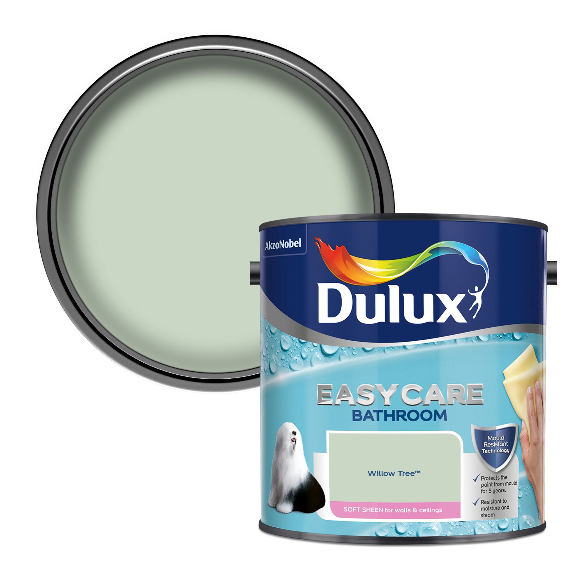 Dulux Easycare Bathroom Willow tree Soft sheen Emulsion paint, 2.5L ...