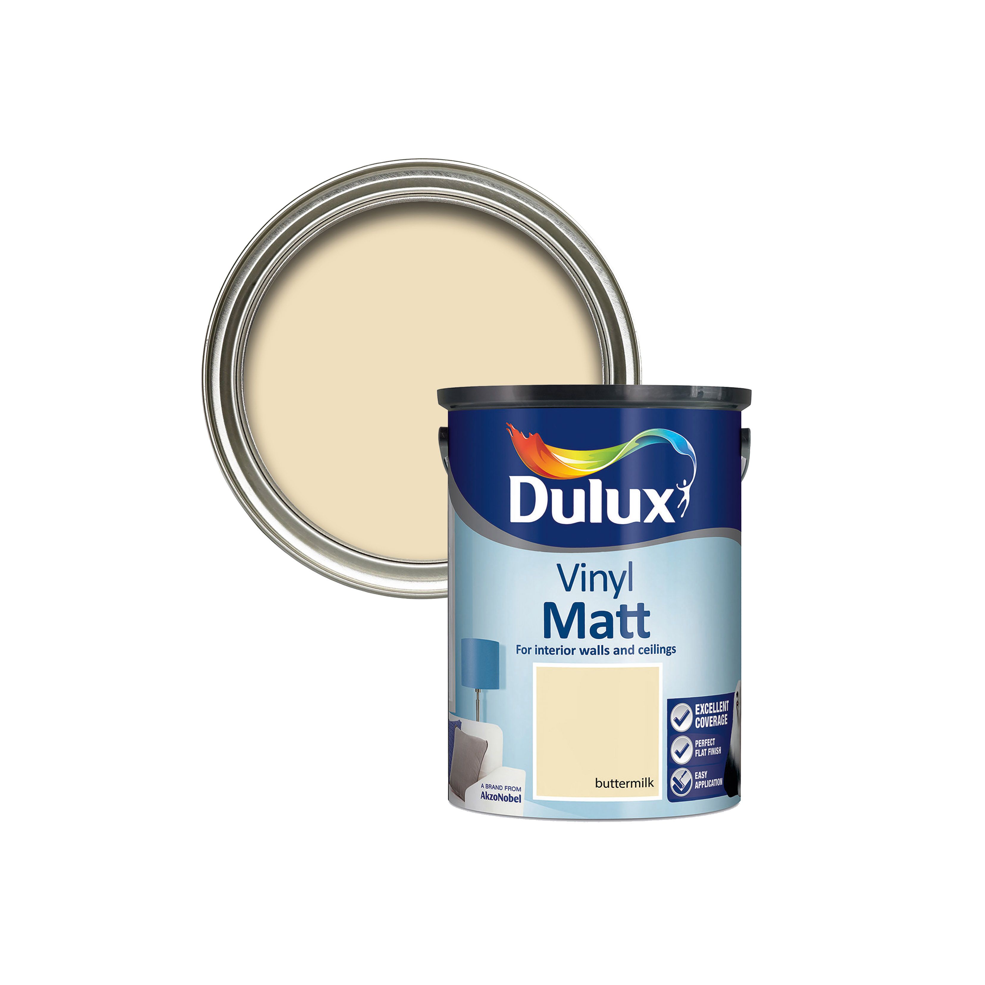 Dulux Easycare Buttermilk Vinyl matt Emulsion paint, 5L DIY at B&Q