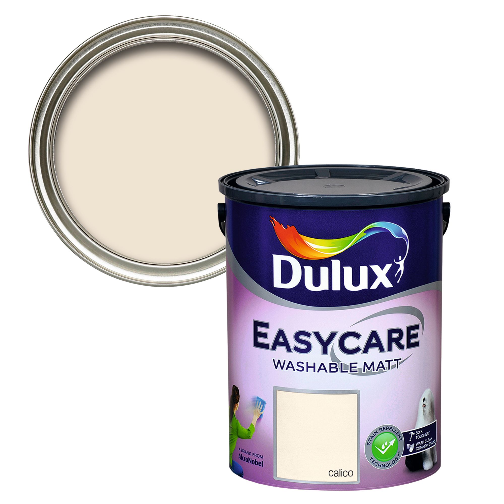 Dulux Easycare Calico Flat matt Emulsion paint, 5L DIY at B&Q