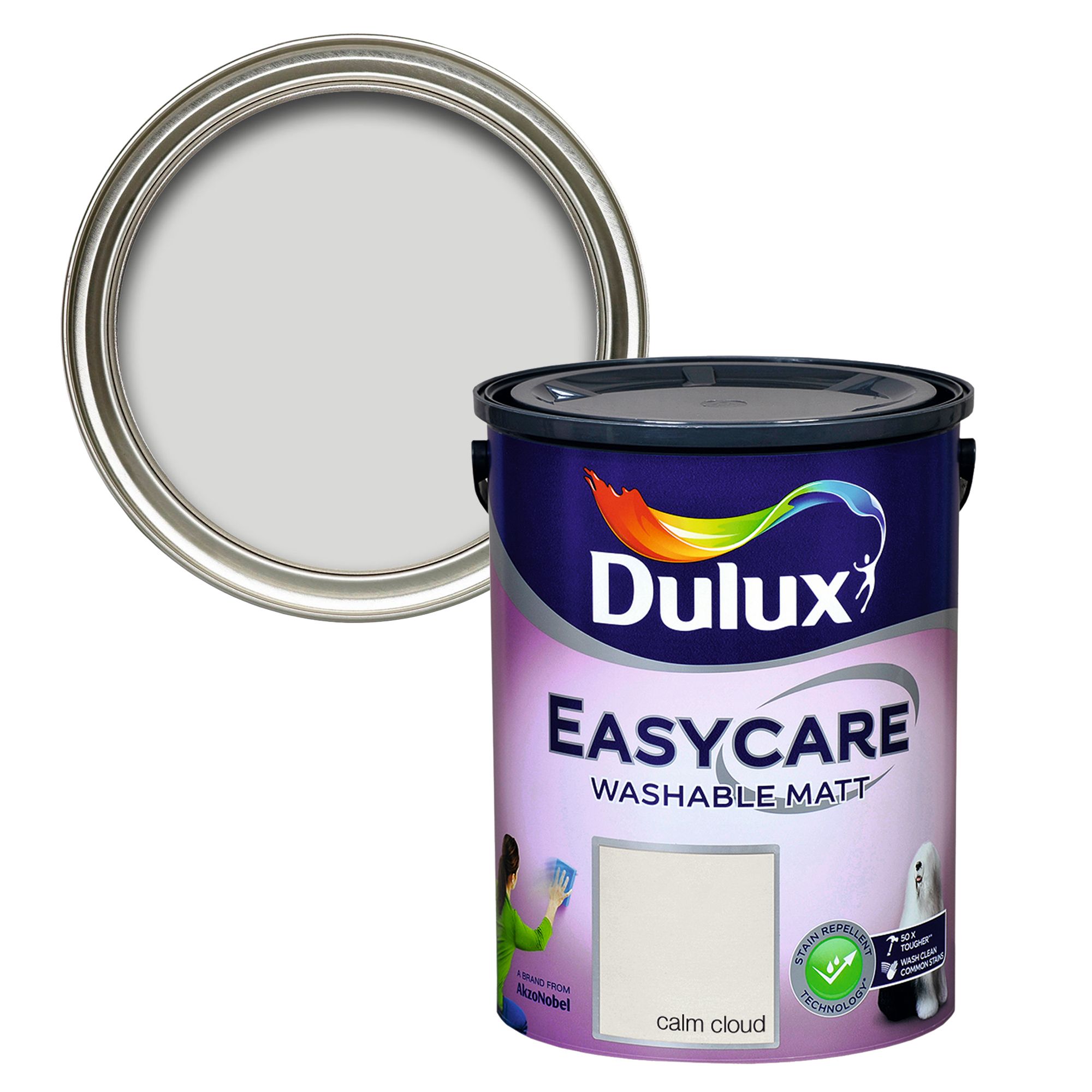 Dulux Easycare Calm cloud Flat matt Wall & ceiling Emulsion paint, 5L