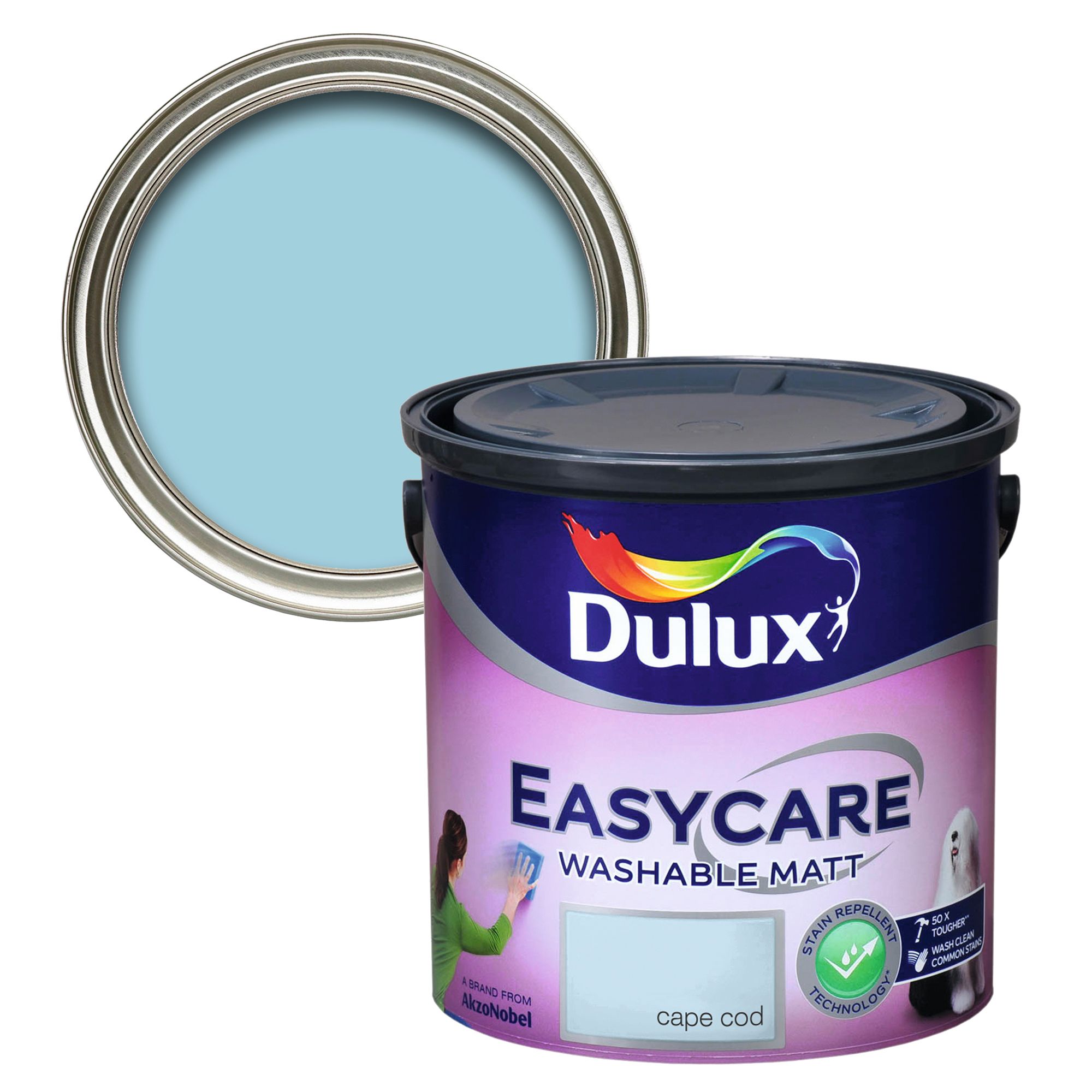 Dulux Easycare Cape cod Flat matt Wall & ceiling Emulsion paint, 2.5L