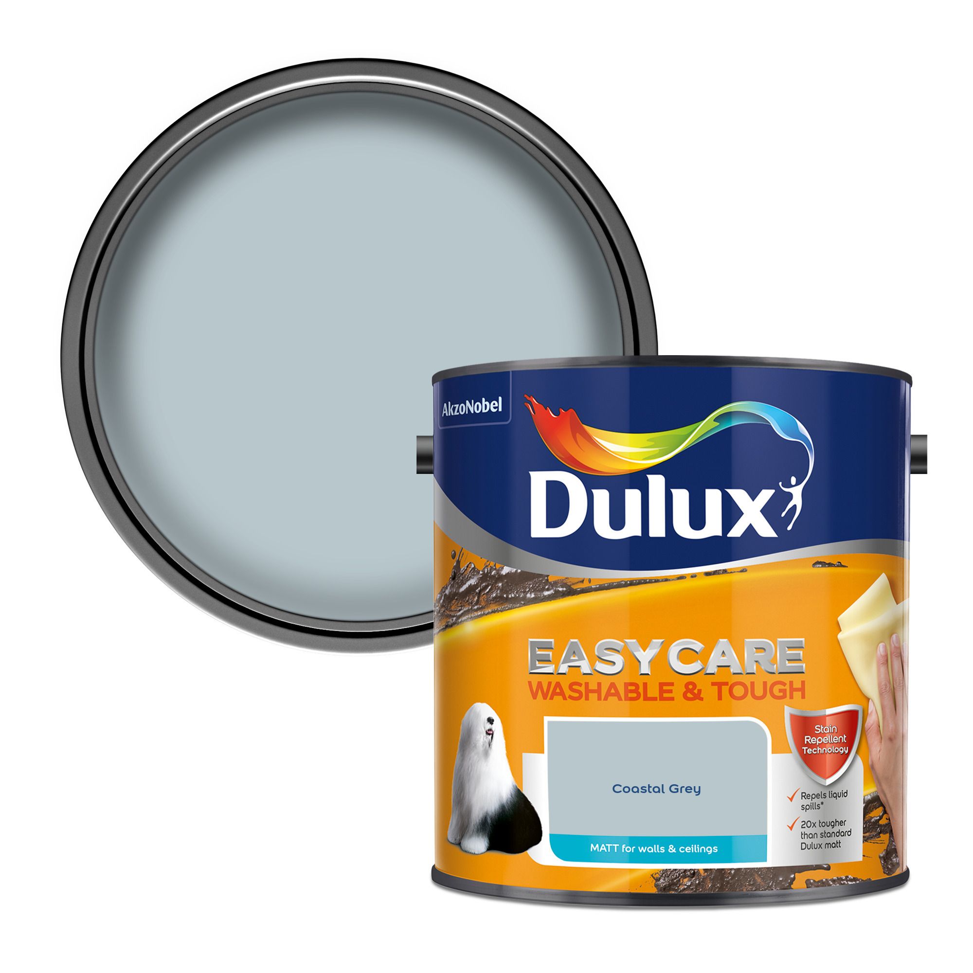 Dulux Easycare Coastal Grey Matt Wall paint, 2.5L at B&Q