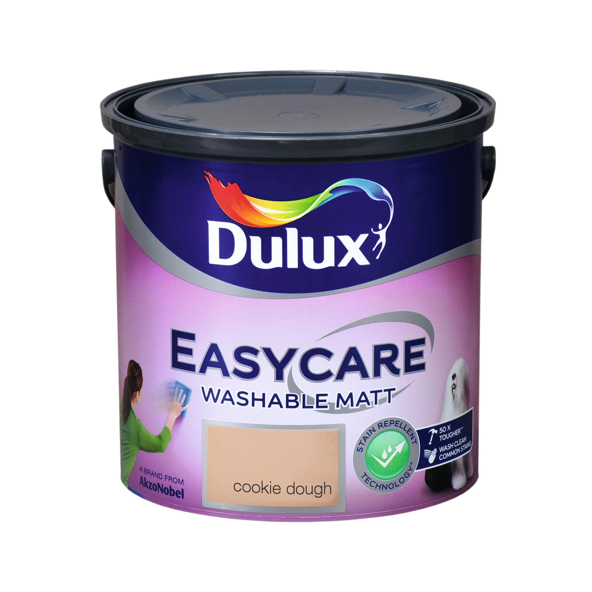 Dulux Easycare Cookie dough Flat matt Emulsion paint, 2.5L
