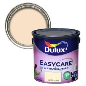 Dulux Easycare Cotton cream Flat matt Emulsion paint, 2.5L