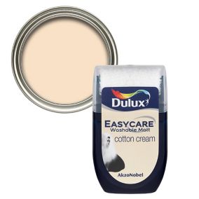 Dulux Easycare Cotton cream Flat matt Emulsion paint, 30ml