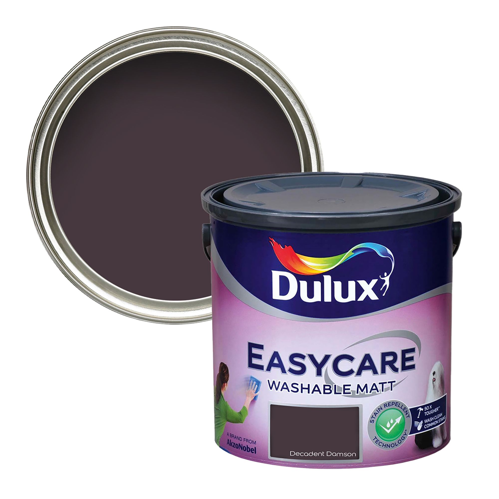 Dulux Easycare Decadent Damson Matt Wall paint, 2.5L