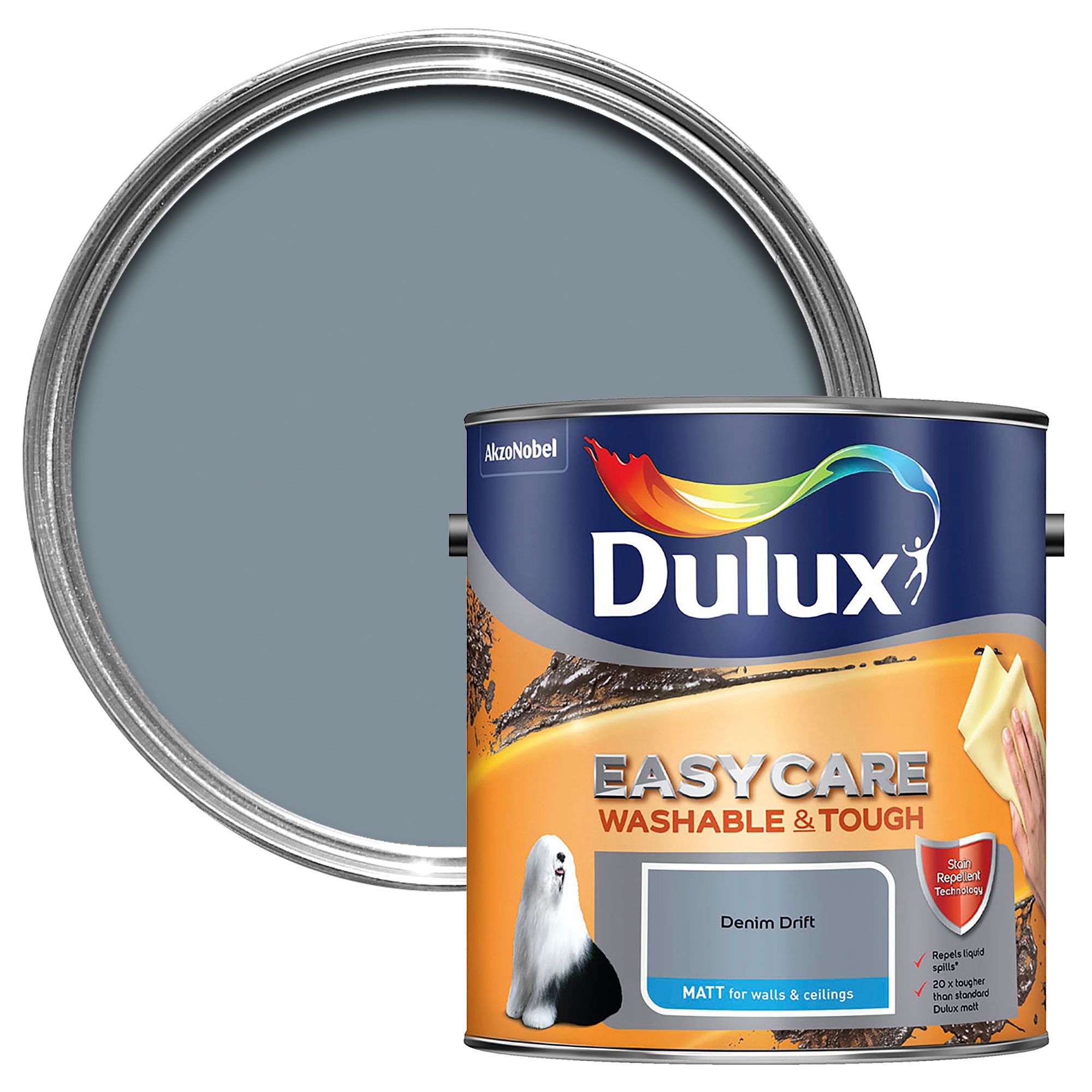 Dulux Easycare Denim drift Matt Emulsion paint, 2.5L