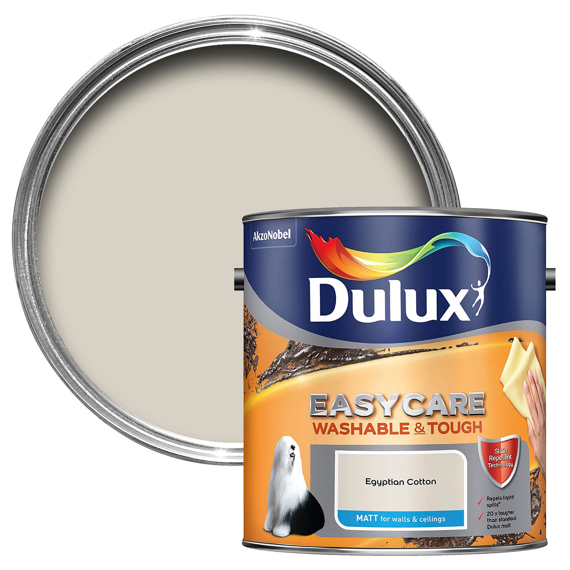 Dulux Easycare Egyptian cotton Matt Emulsion paint, 2.5L