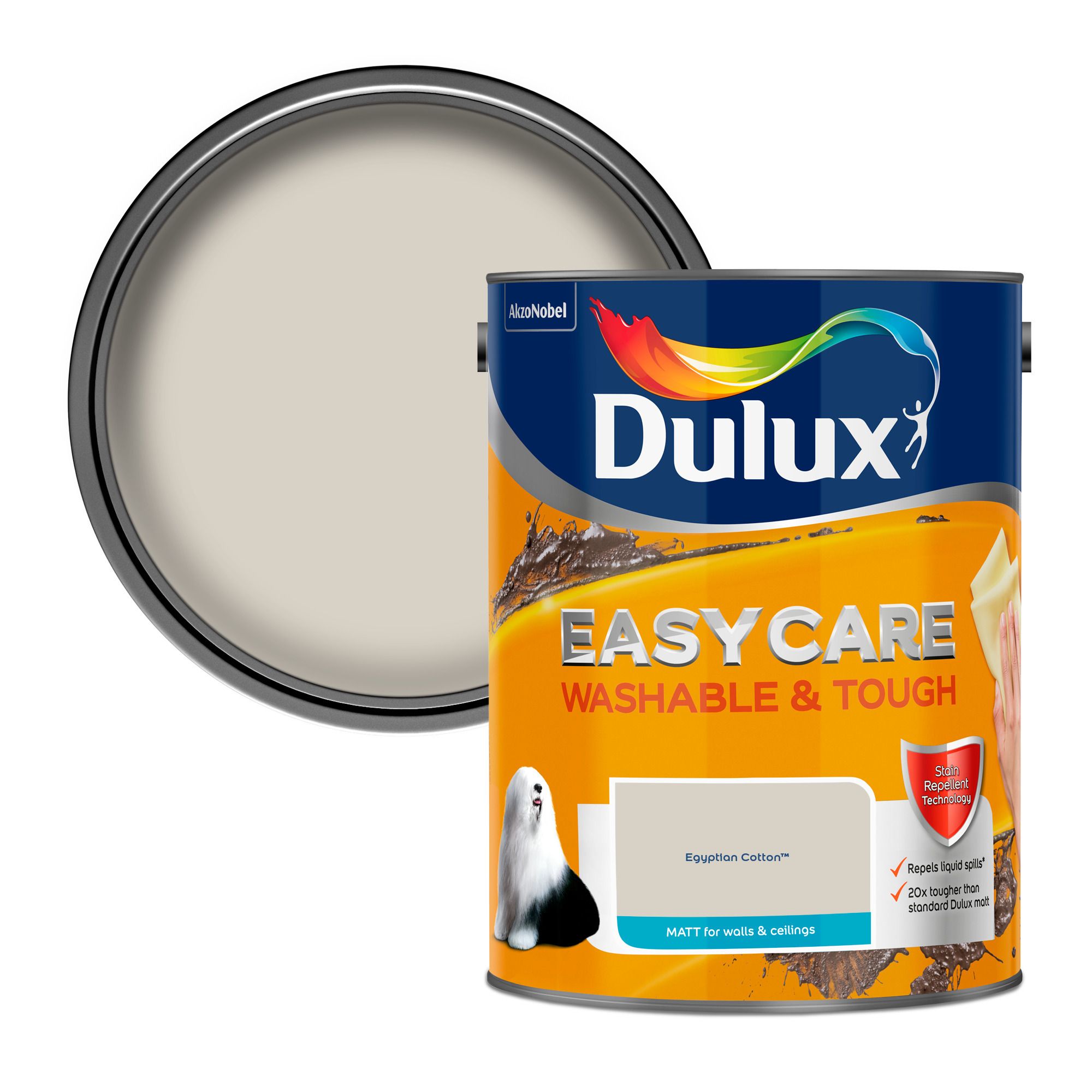 Dulux Easycare Egyptian cotton Matt Emulsion paint, 5L