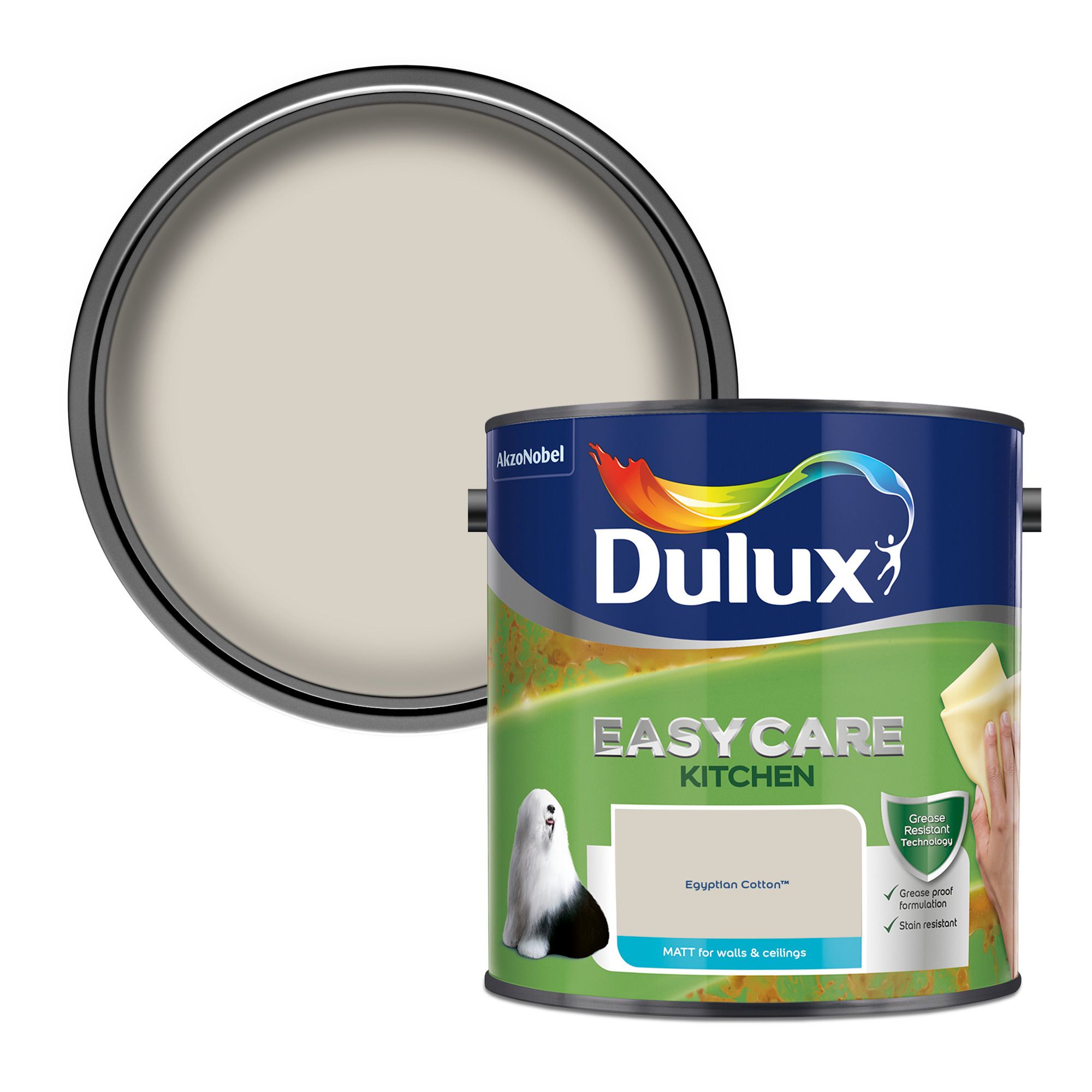 Dulux Easycare Egyptian cotton Matt Wall & ceiling Emulsion paint, 2.5L