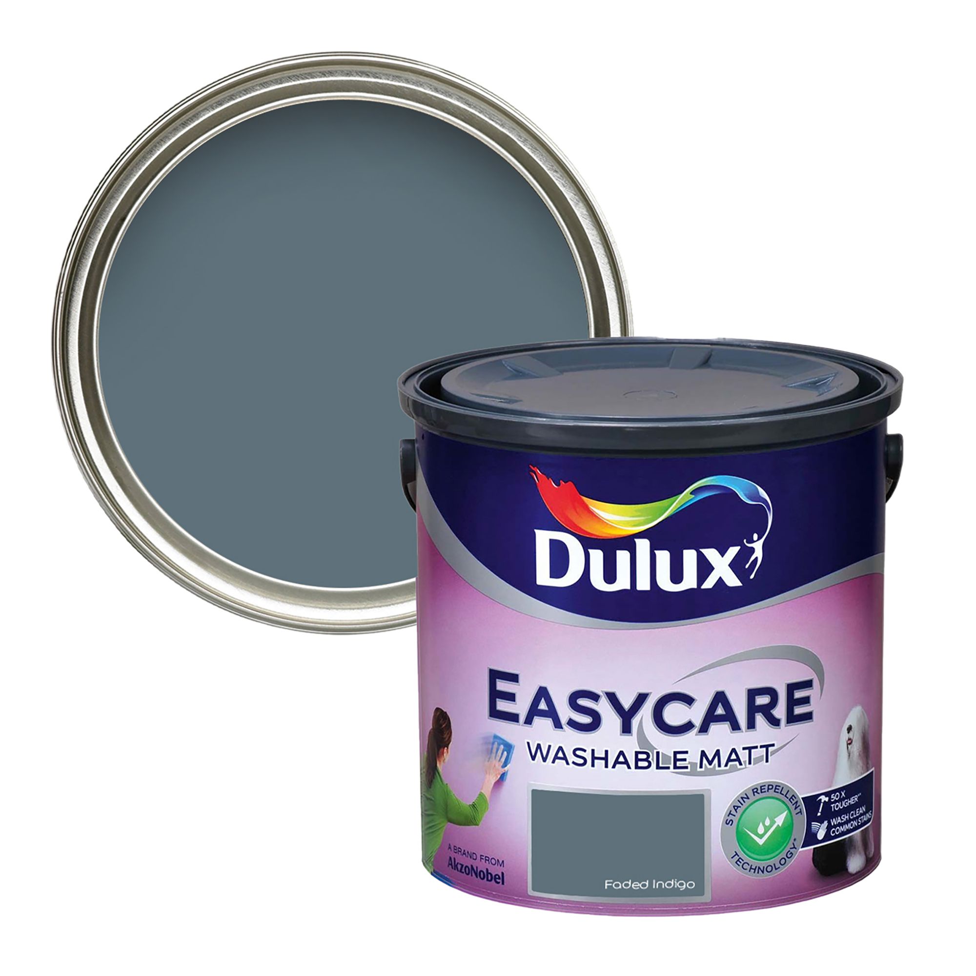 Dulux Easycare Faded Indigo Matt Wall paint, 2.5L DIY at B&Q