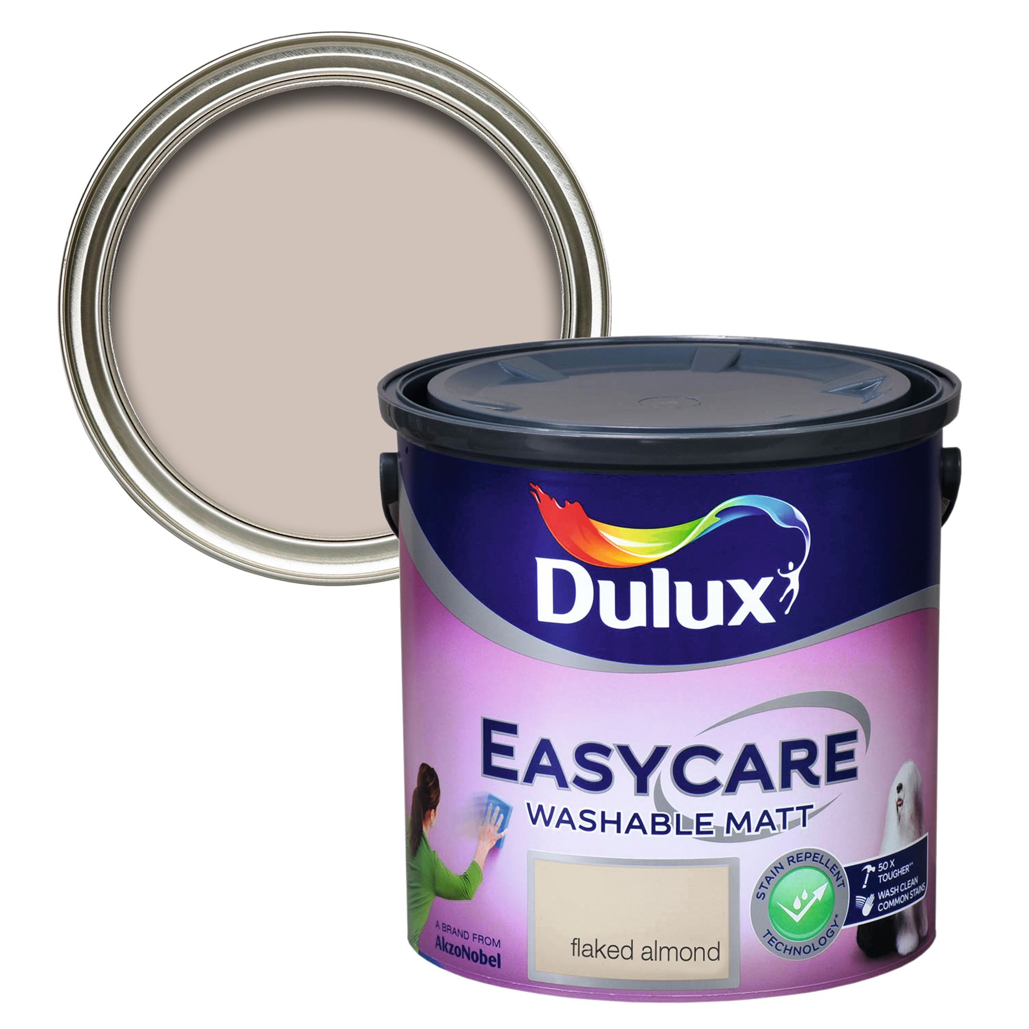 Dulux Easycare Flaked almond Flat matt Wall & ceiling Emulsion paint, 2.5L