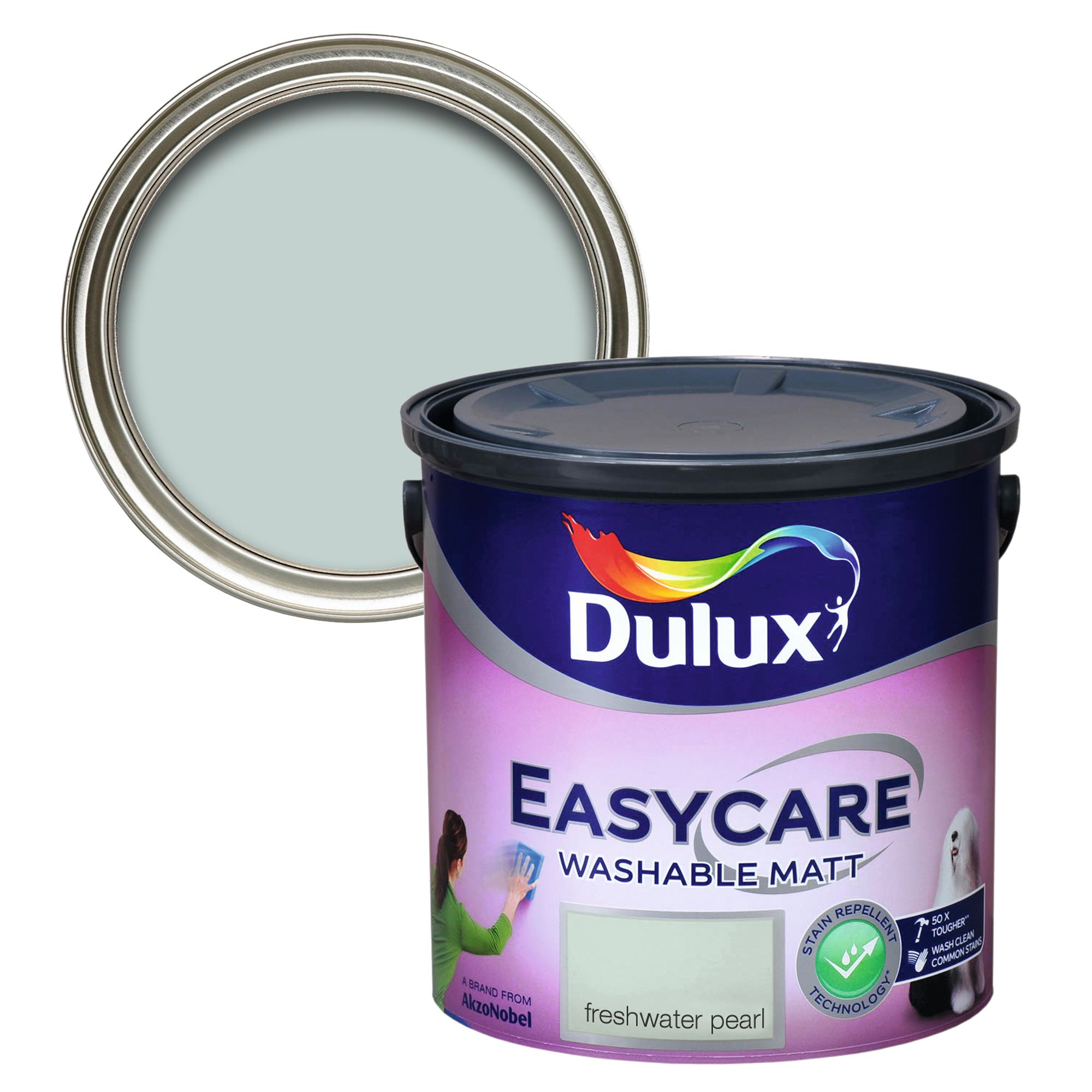 Dulux Easycare Freshwater pearl Flat matt Wall & ceiling Emulsion paint, 2.5L