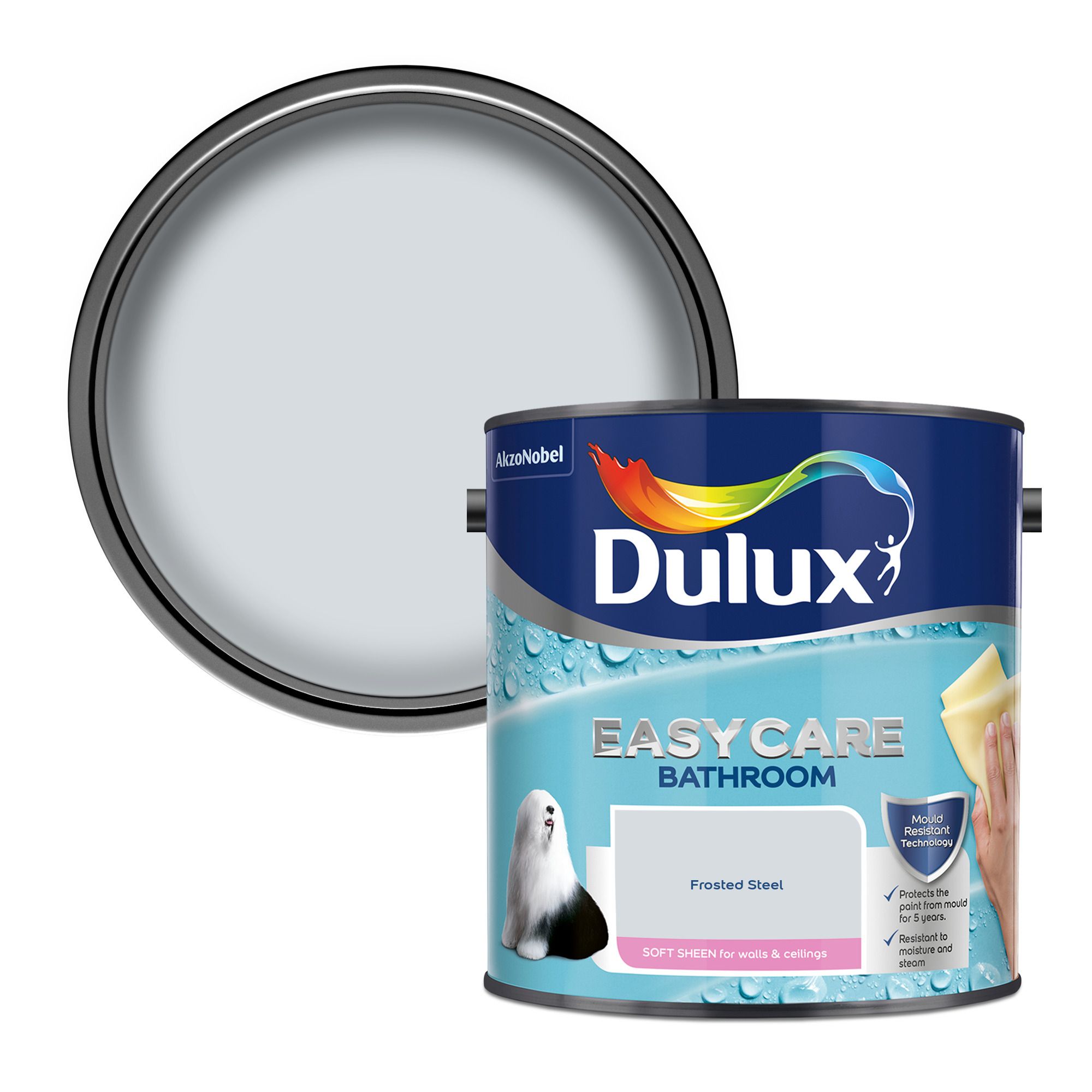 Dulux Easycare Frosted steel Soft sheen Wall & ceiling Emulsion paint, 2.5L
