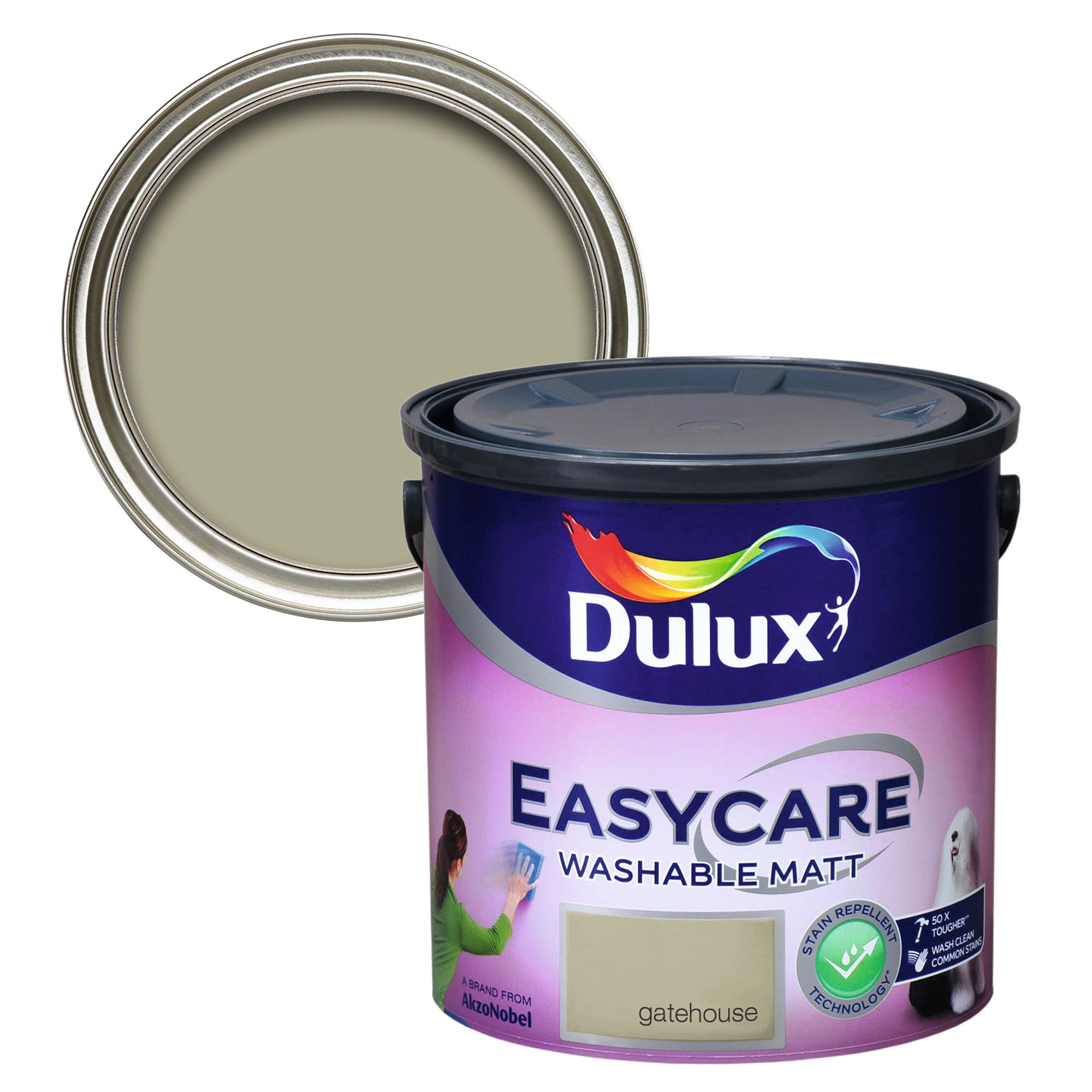 Dulux Easycare Gatehouse Flat matt Wall & ceiling Emulsion paint, 2.5L