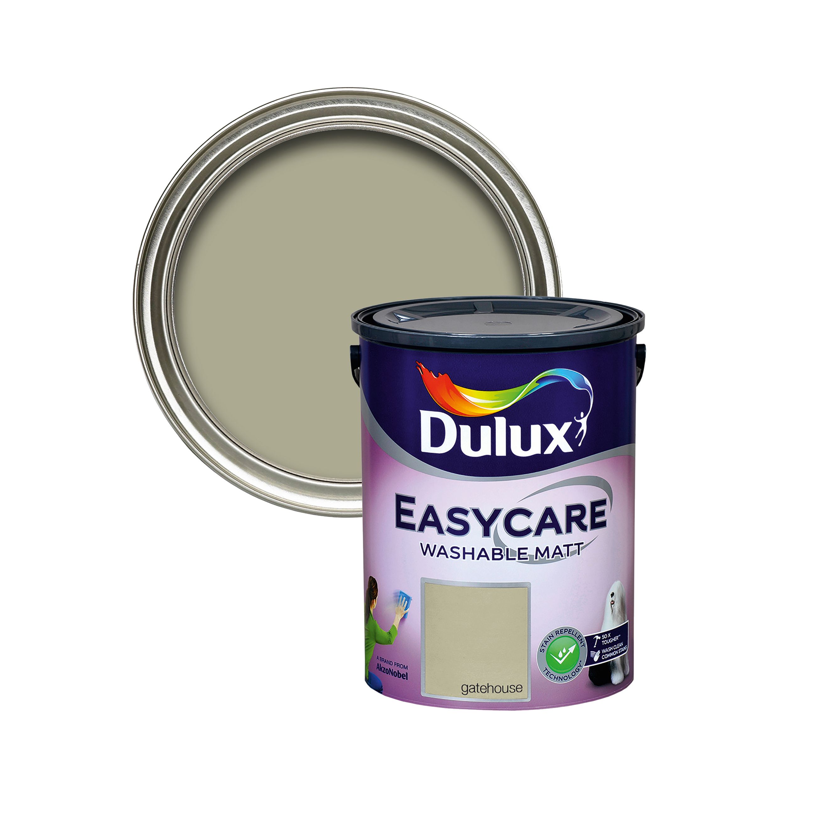 Dulux Easycare Gatehouse Flat matt Wall & ceiling Emulsion paint, 5L