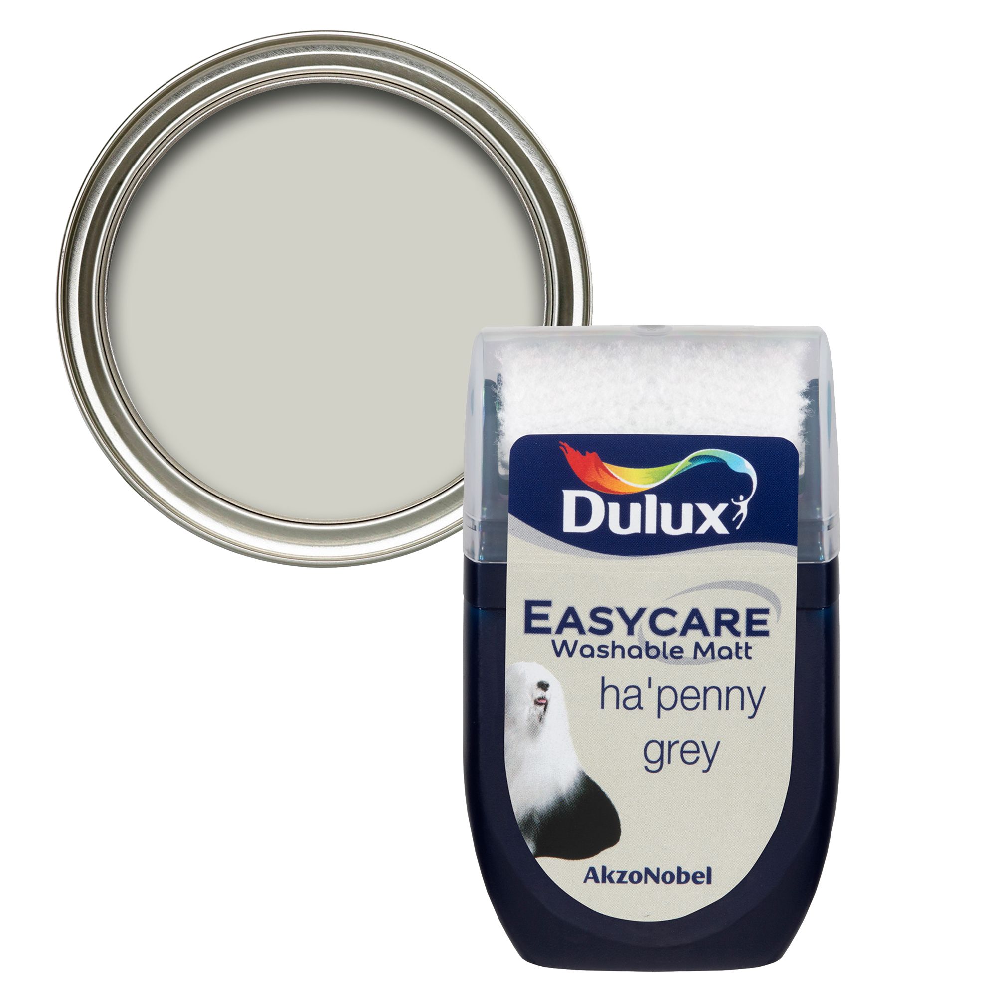 Dulux Easycare Ha'penny grey Flat matt Emulsion paint, 30ml