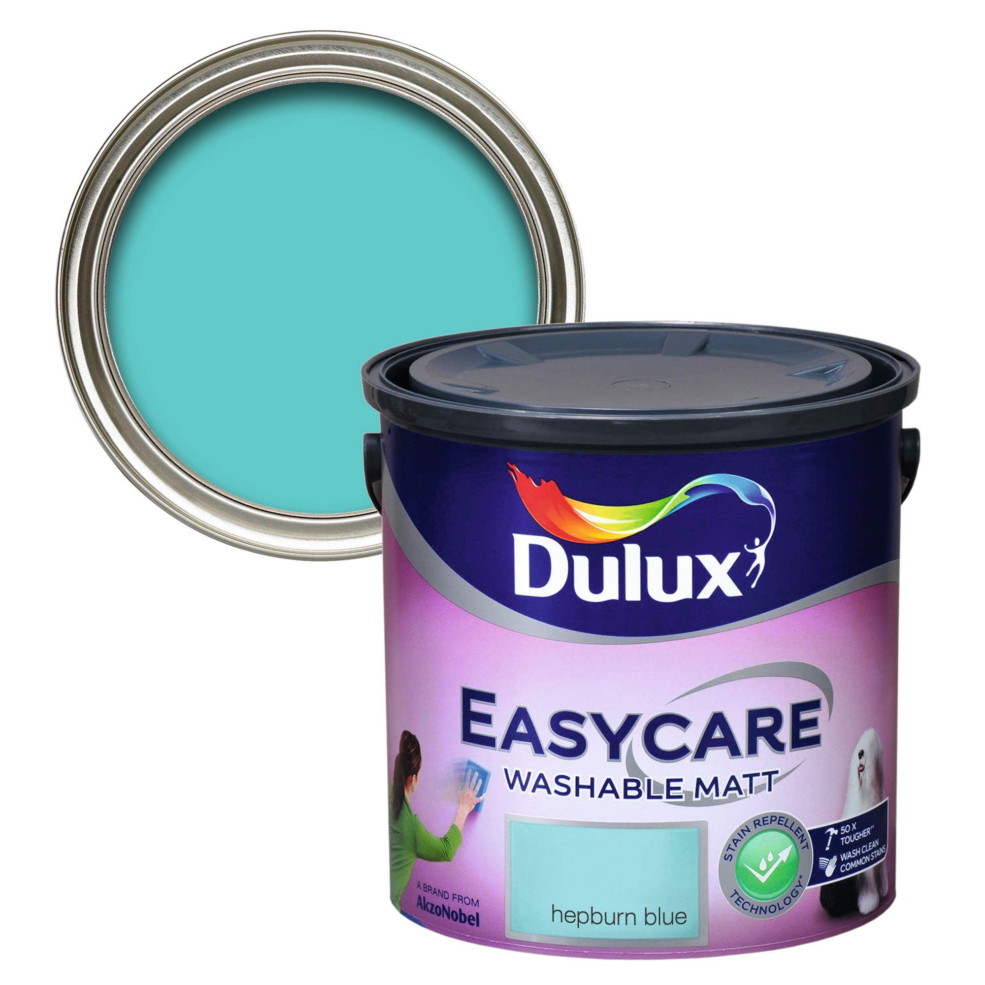 Dulux Easycare Hepburn blue Flat matt Wall & ceiling Emulsion paint, 2.5L