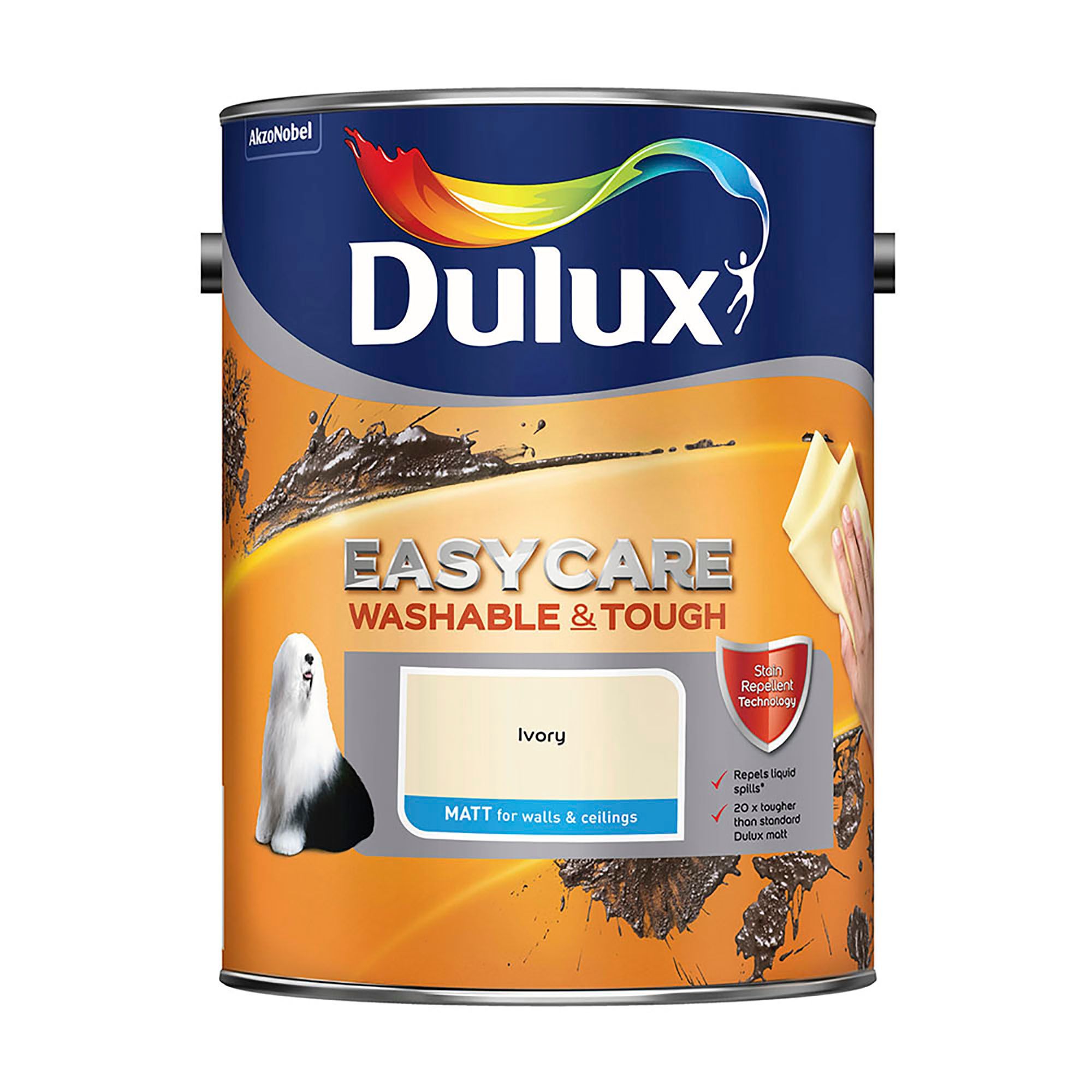 Dulux Easycare Ivory Matt Emulsion paint, 5L