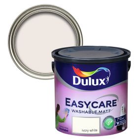 Dulux Easycare Ivory white Flat matt Emulsion paint, 2.5L